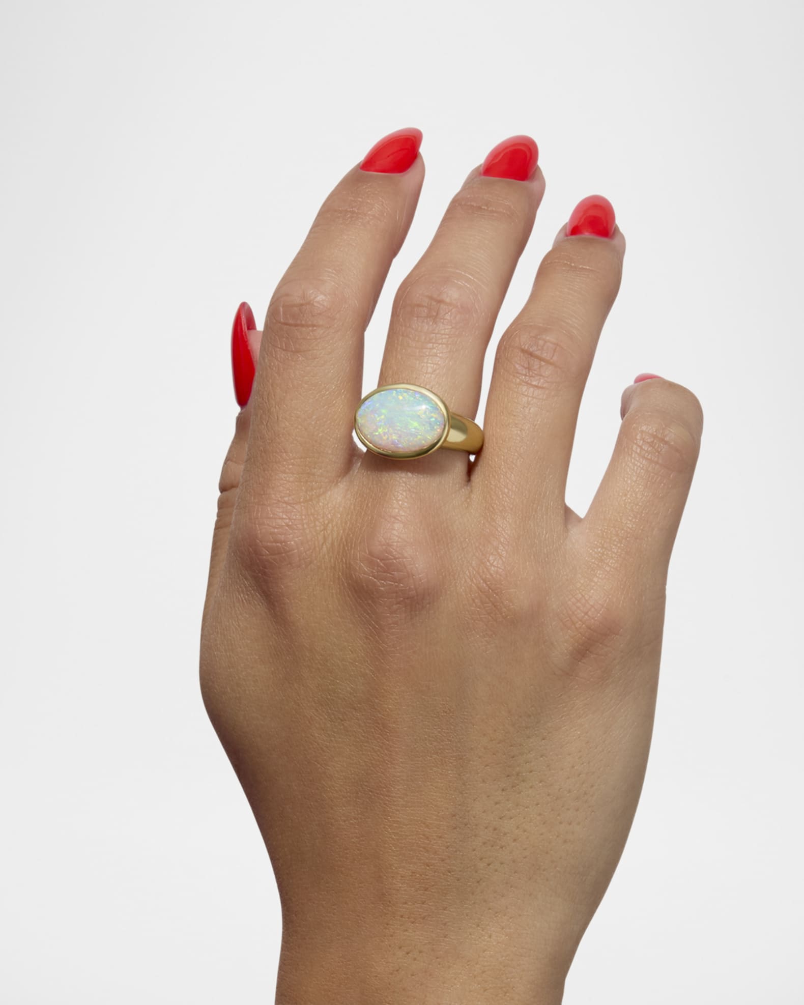 18K Yellow Gold Large Cabochon Gumdrop Statement Ring 1