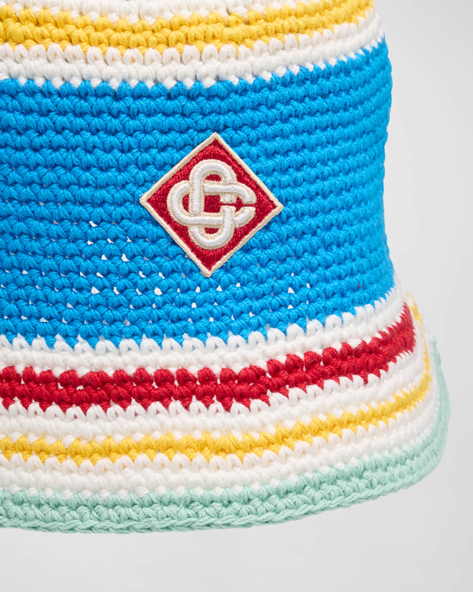 CASABLANCA Men's Monogram Crochet Bucket Hat Neiman Marcus