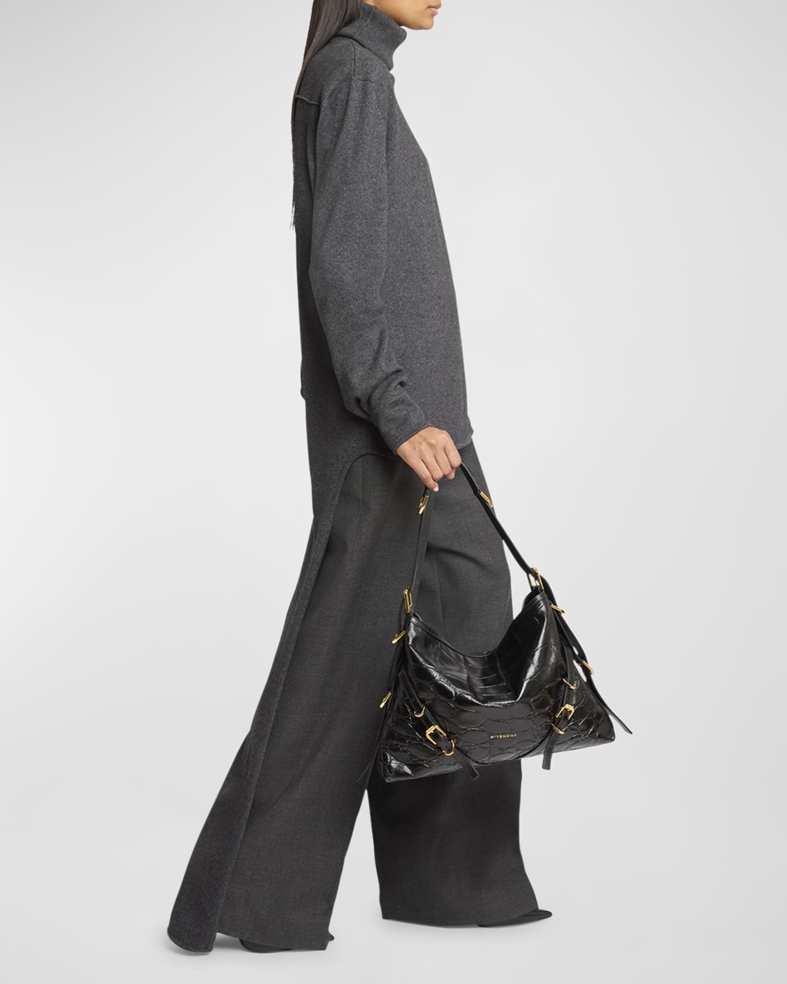 Givenchy Voyou Medium Bag in Embossed Leather | Neiman Marcus
