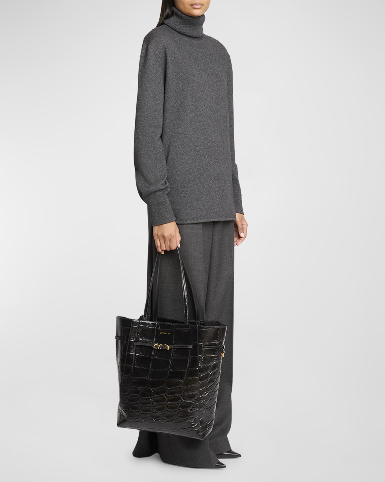 Givenchy Voyou Medium Tote Bag in Embossed Leather Neiman Marcus