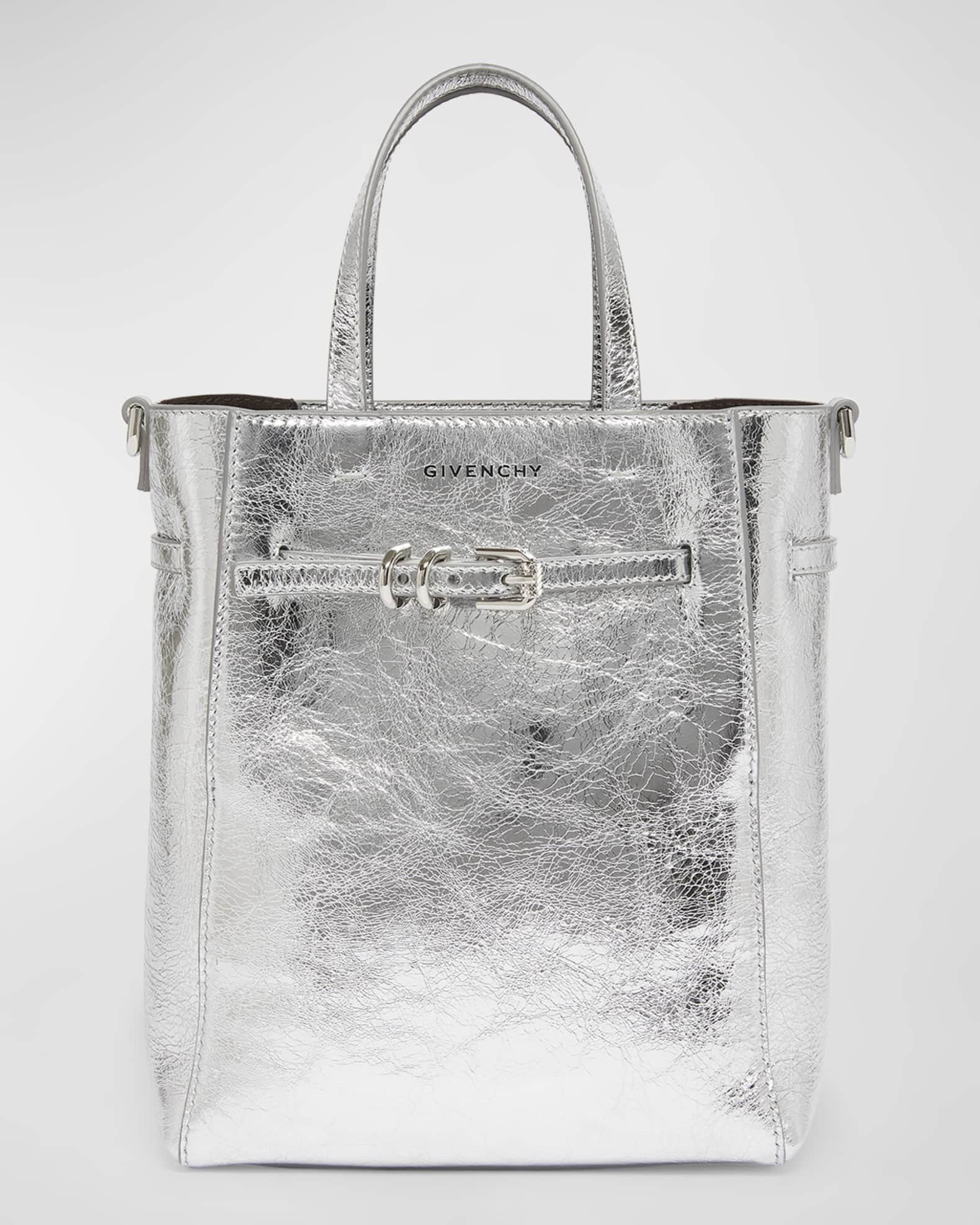 Voyou Mini North-South Tote Bag in Metallic Leather 0