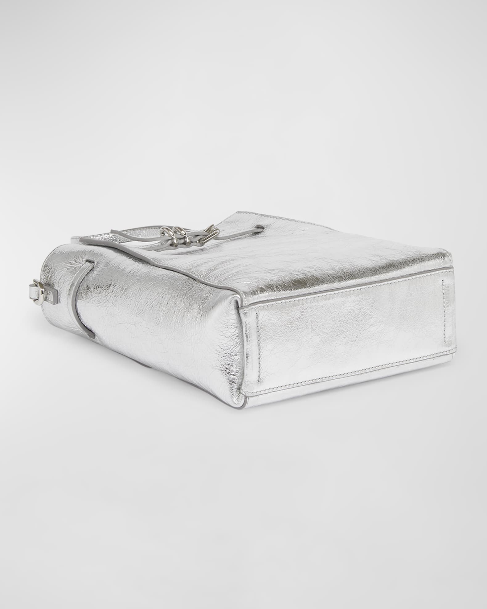 Voyou Mini North-South Tote Bag in Metallic Leather 1