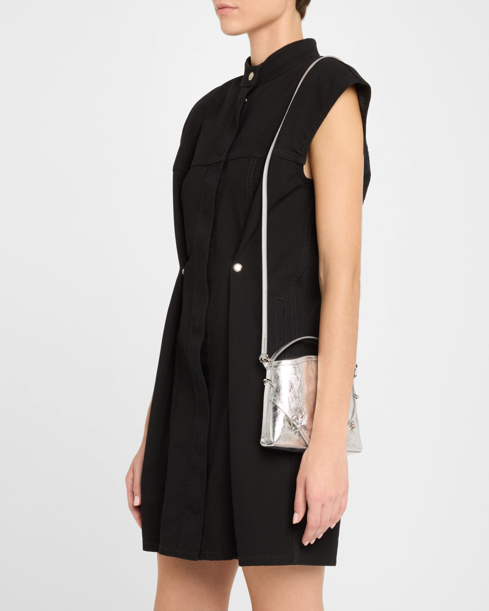 Voyou Nano Top-Handle Bag in Metallic Leather 1