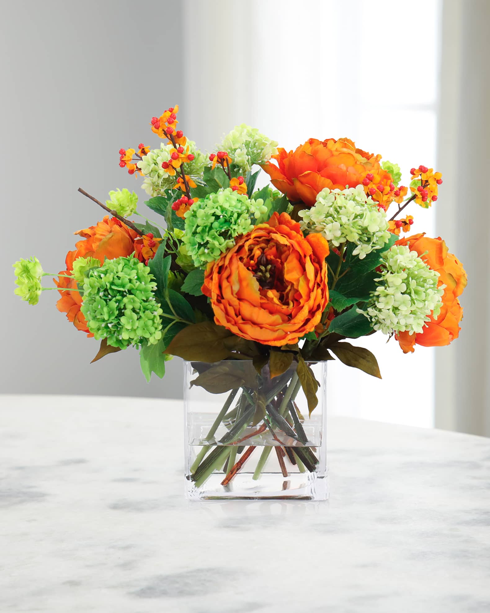 Marmalade 15" Faux Floral Arrangement in Glass Vase 0