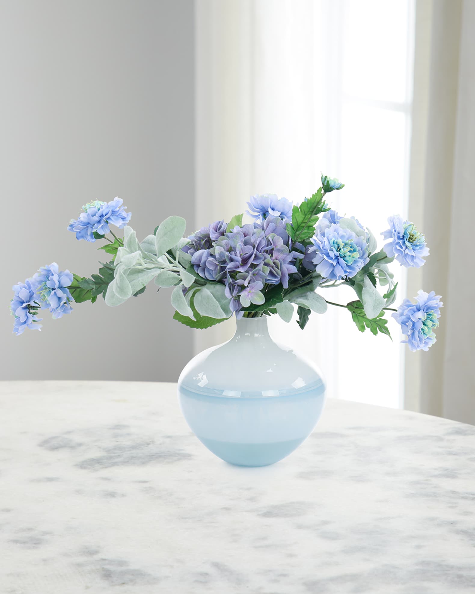 Sky Shadows 17" Faux Floral Arrangement in Glass Vase 0