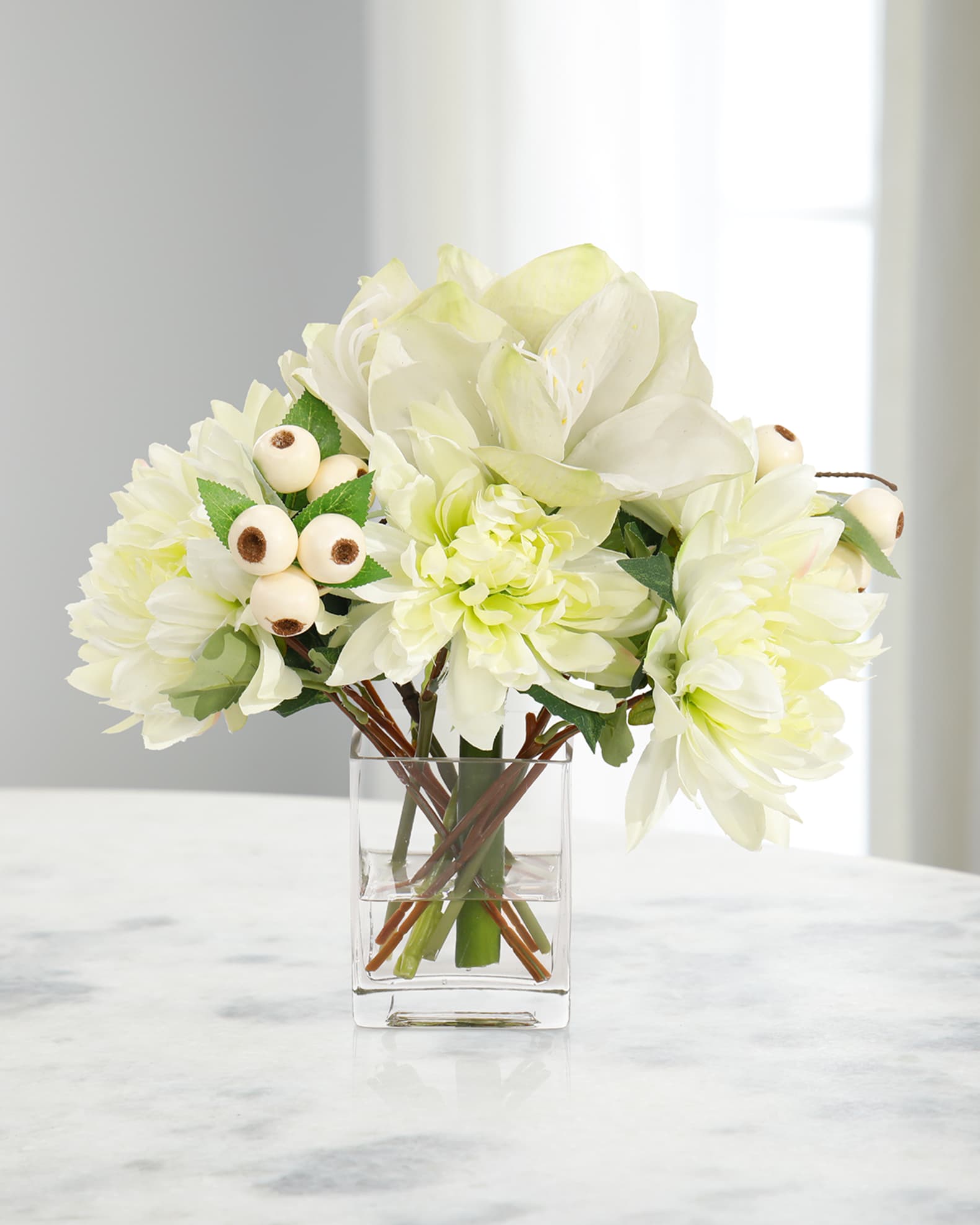 Meadow Garden 14" Faux Floral Arrangement in Glass Vase 0
