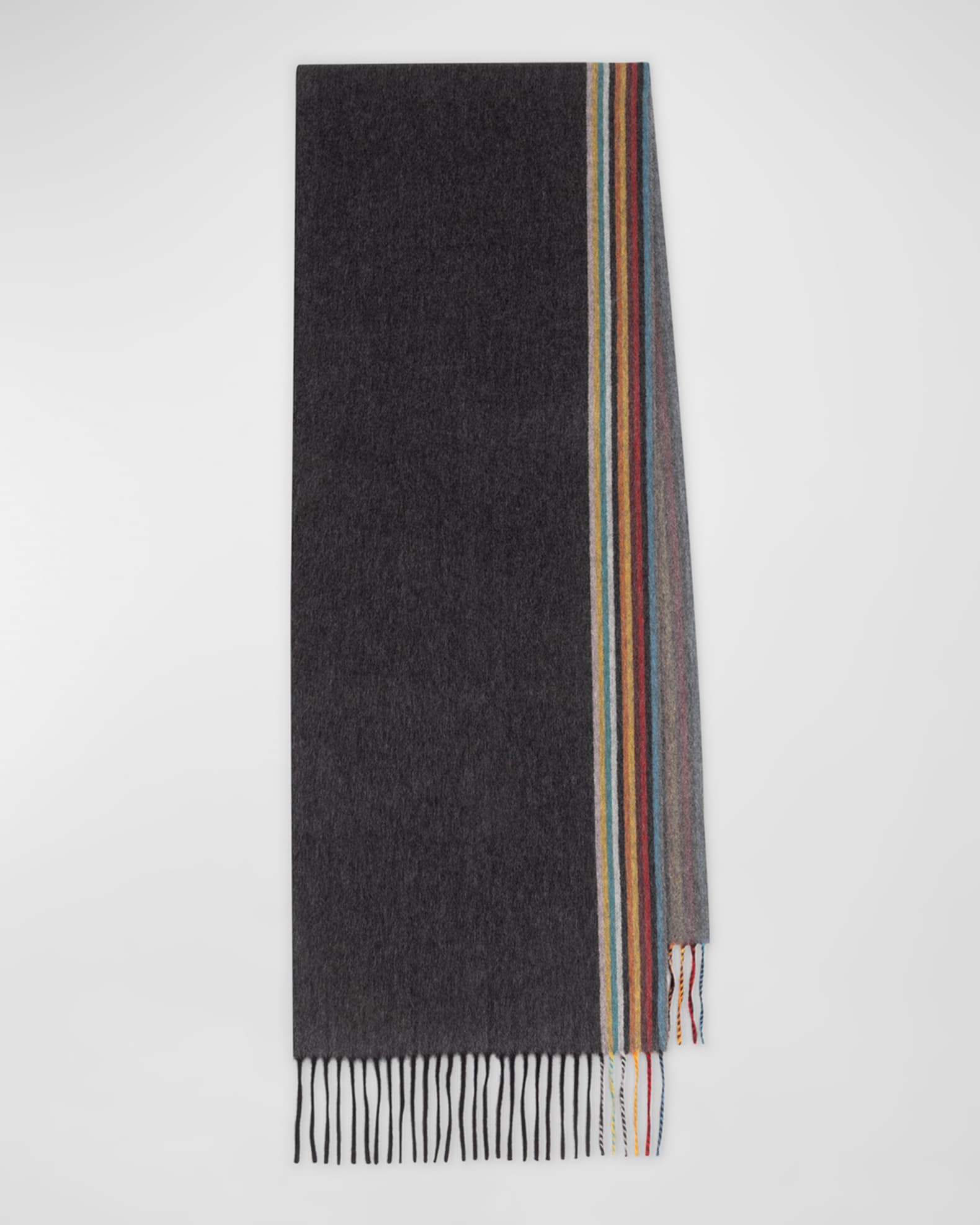 Men s Cashmere Signature Stripe Edge Scarf