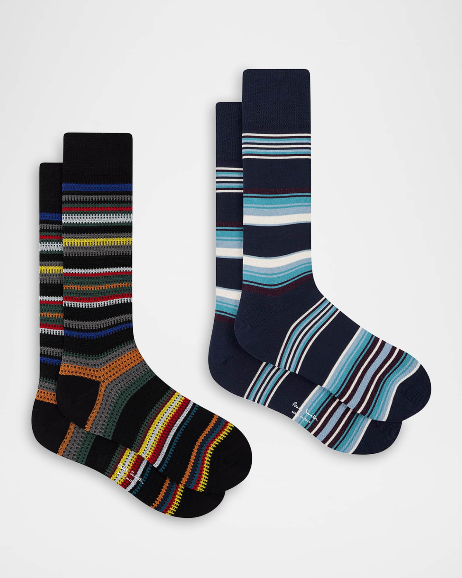 Paul Smith Men's Harvey Howard Stripe 2Pack Crew Socks Neiman Marcus