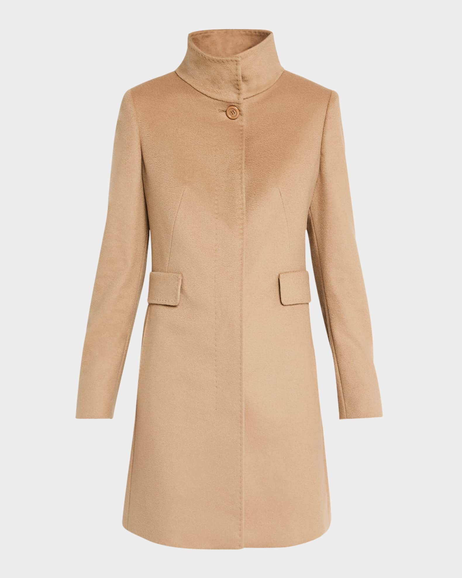 Max Mara Studio Agnese Pick Stitch Virgin Wool Coat Neiman Marcus