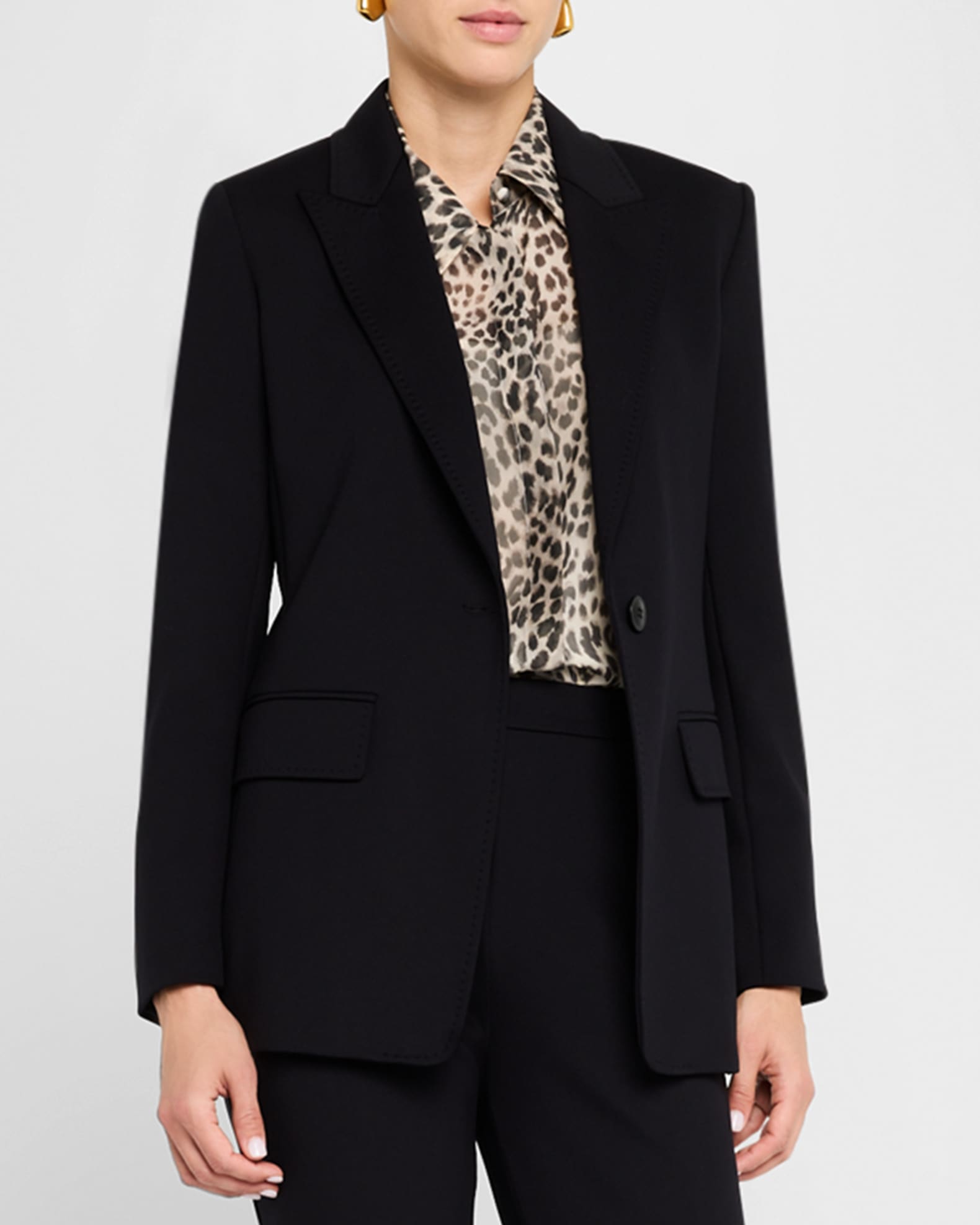 Caprara Single-Button Pick Stitch Blazer