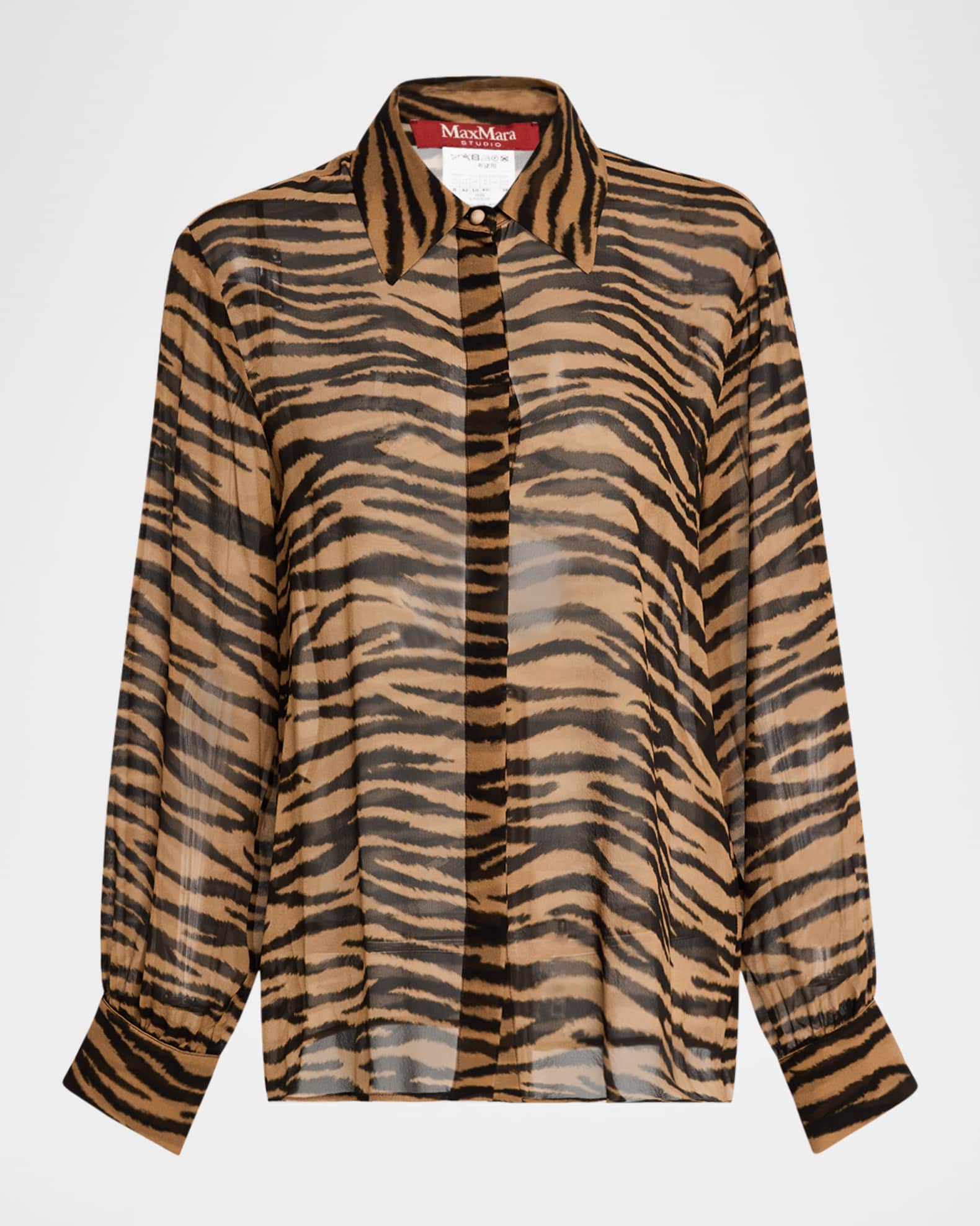 Max Mara Studio Women s Valzer Sheer Animal Print Shirt