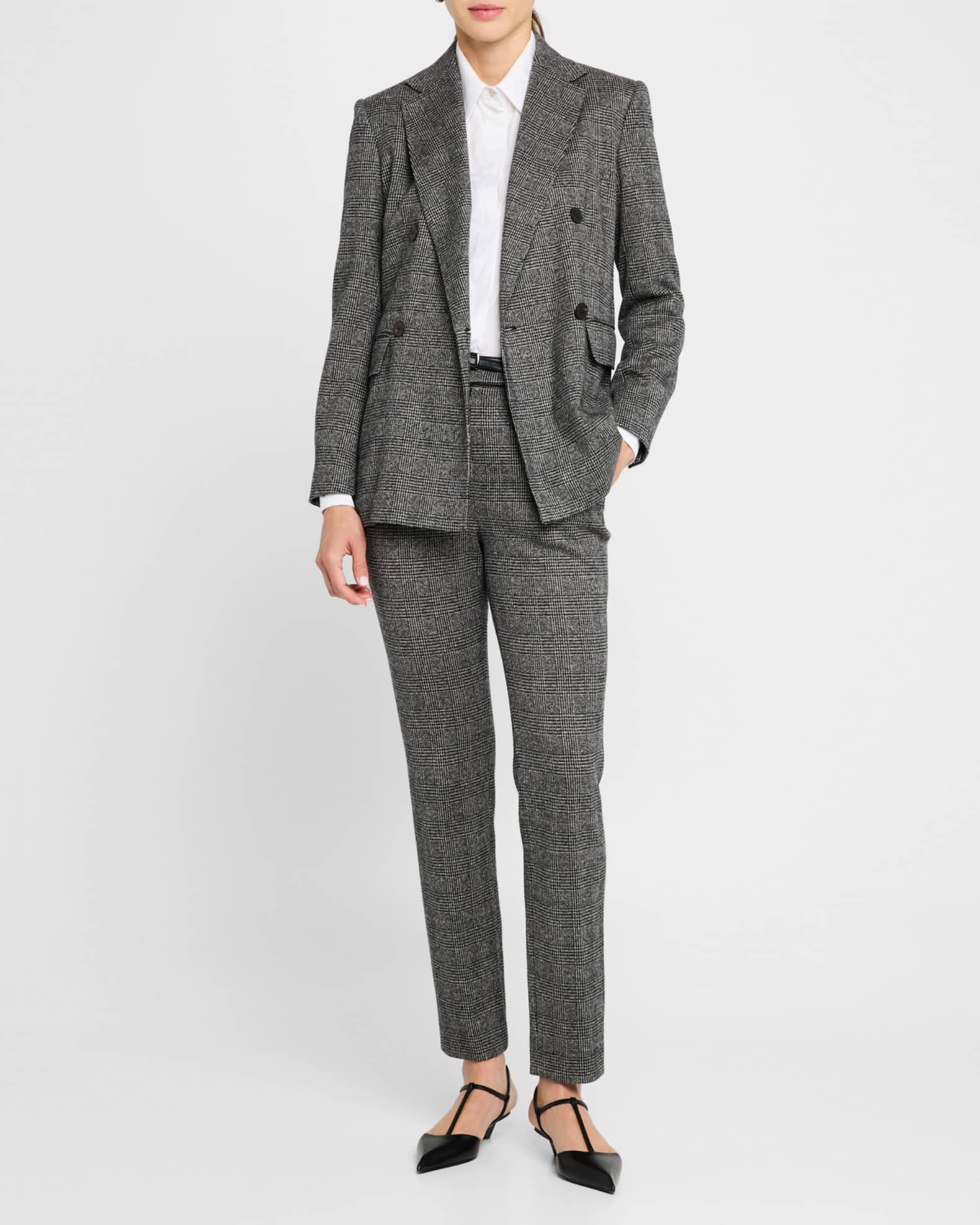Max Mara Studio Gerico Cropped Houndstooth Plaid Pants Neiman Marcus