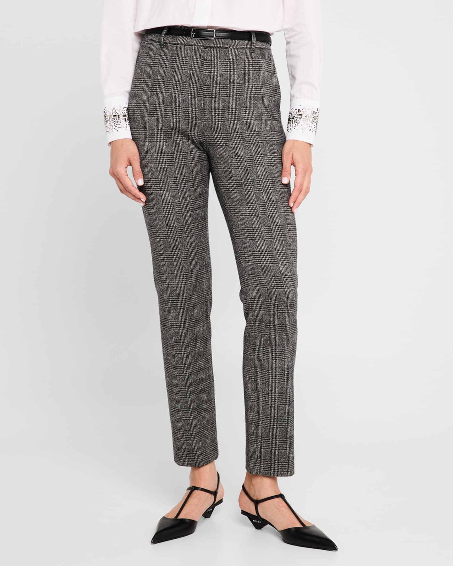 Gerico Cropped Houndstooth Plaid Pants