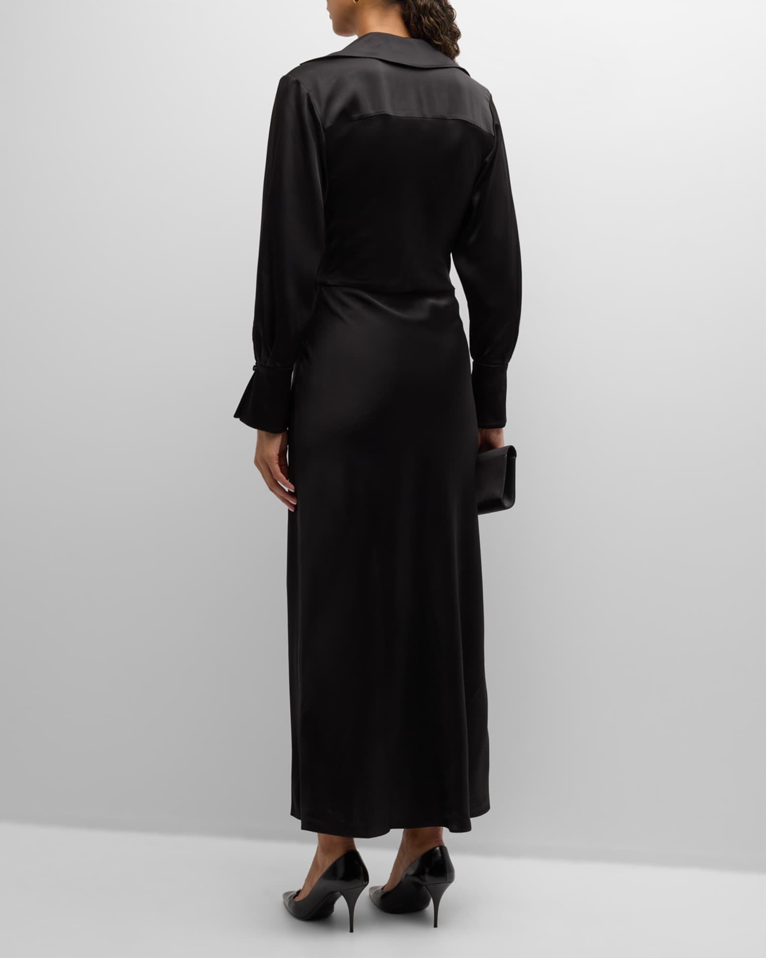 ◆SIMKHAI◆Talita Drape-Front Midi Dress◆ SIMKHAI Talita Drape-Front Midi Dress | Neiman Marcus