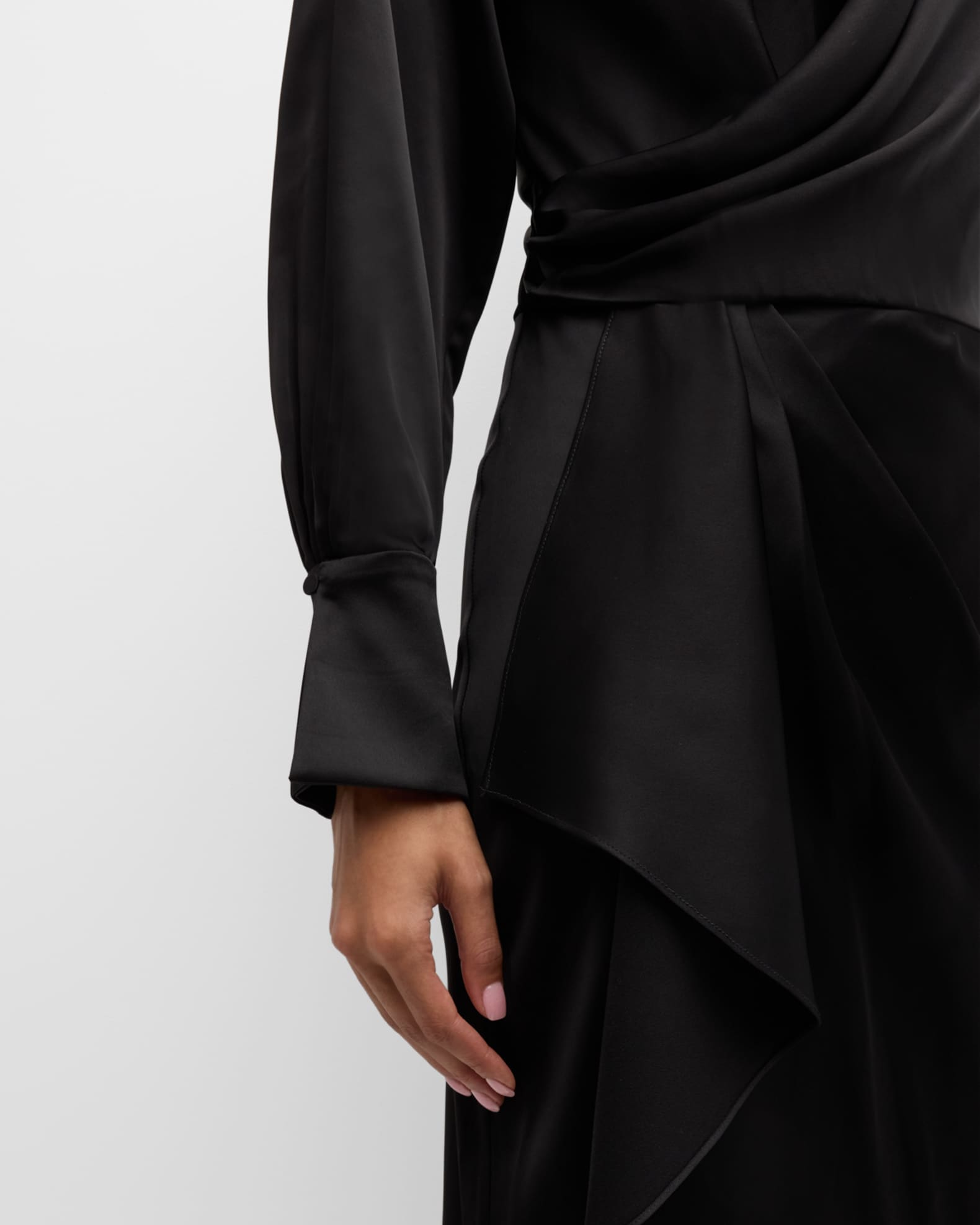 ◆SIMKHAI◆Talita Drape-Front Midi Dress◆ SIMKHAI Talita Drape-Front Midi Dress | Neiman Marcus