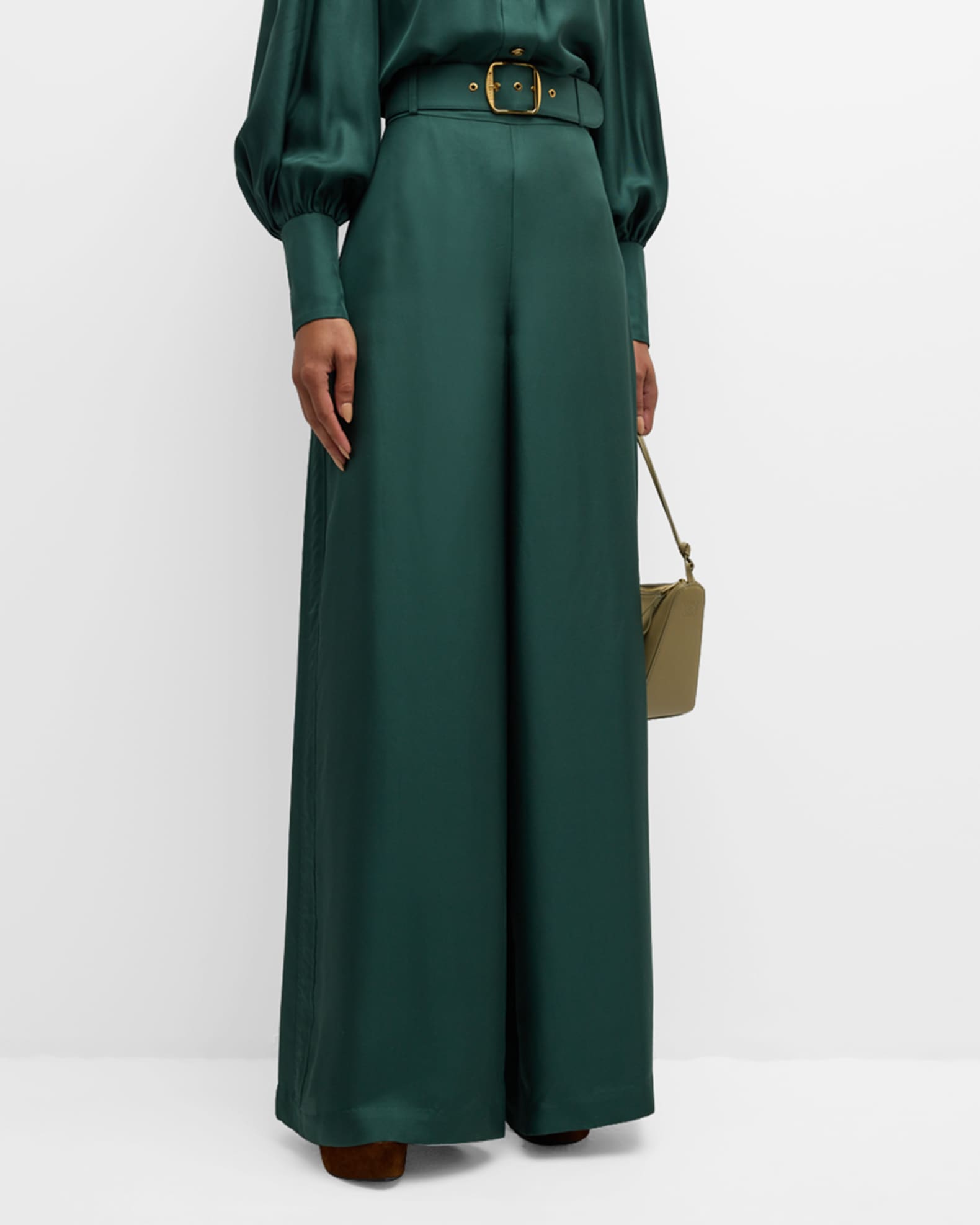 Zimmermann Illustration Belted Silk Pants | Neiman Marcus