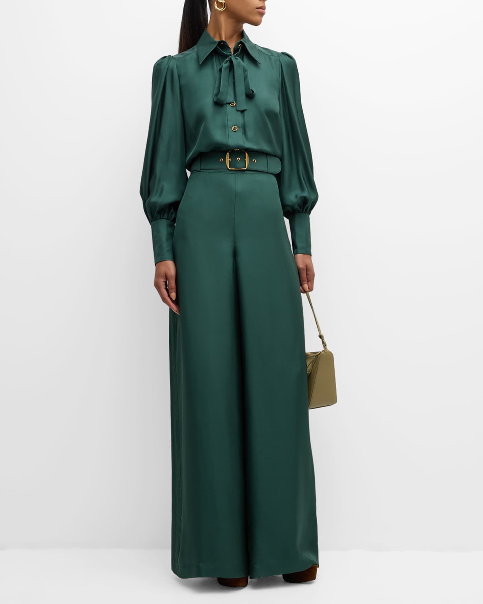 Gathered Hem Belted Pants — Black – La Garçonne