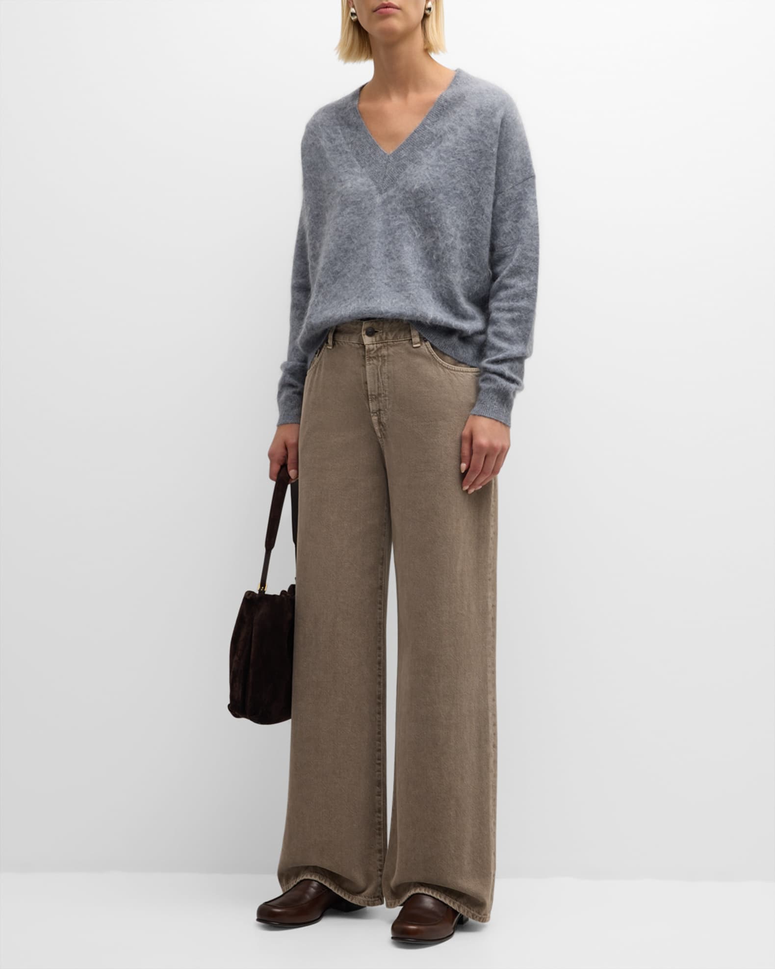 Autumn Cashmere V Neck Fuzzy Cashmere Sweater Neiman Marcus