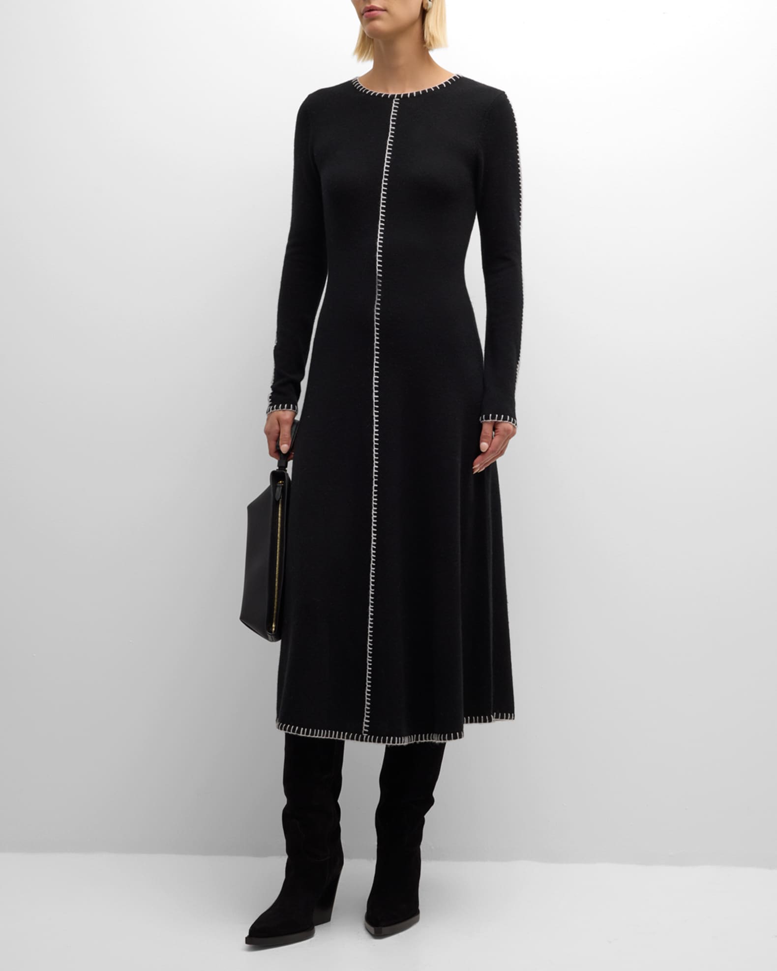 Autumn Cashmere Blanket Stitch Cashmere Midi Dress Neiman Marcus