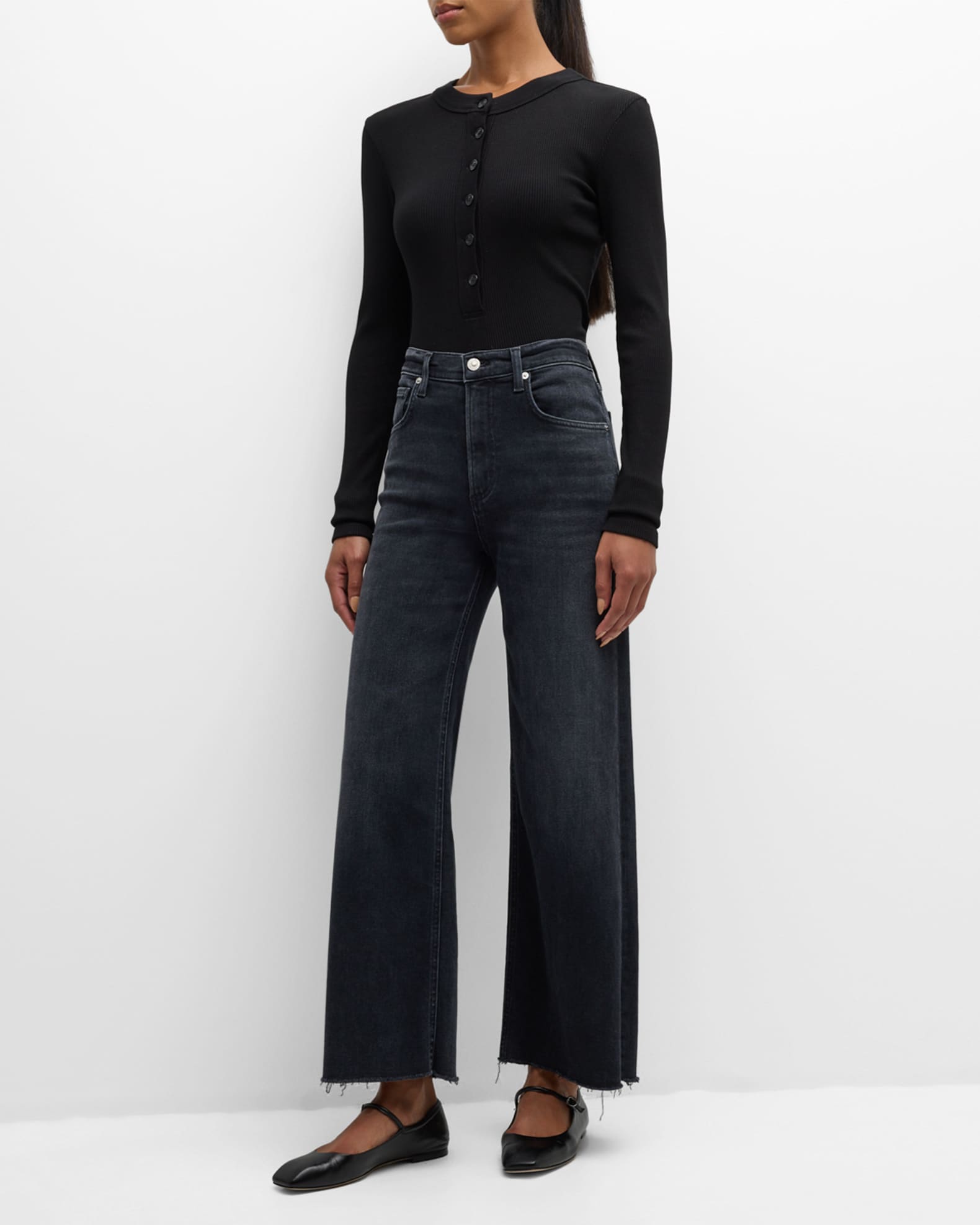 Citizens of Humanity Varra Long-Sleeve Henley Top | Neiman Marcus