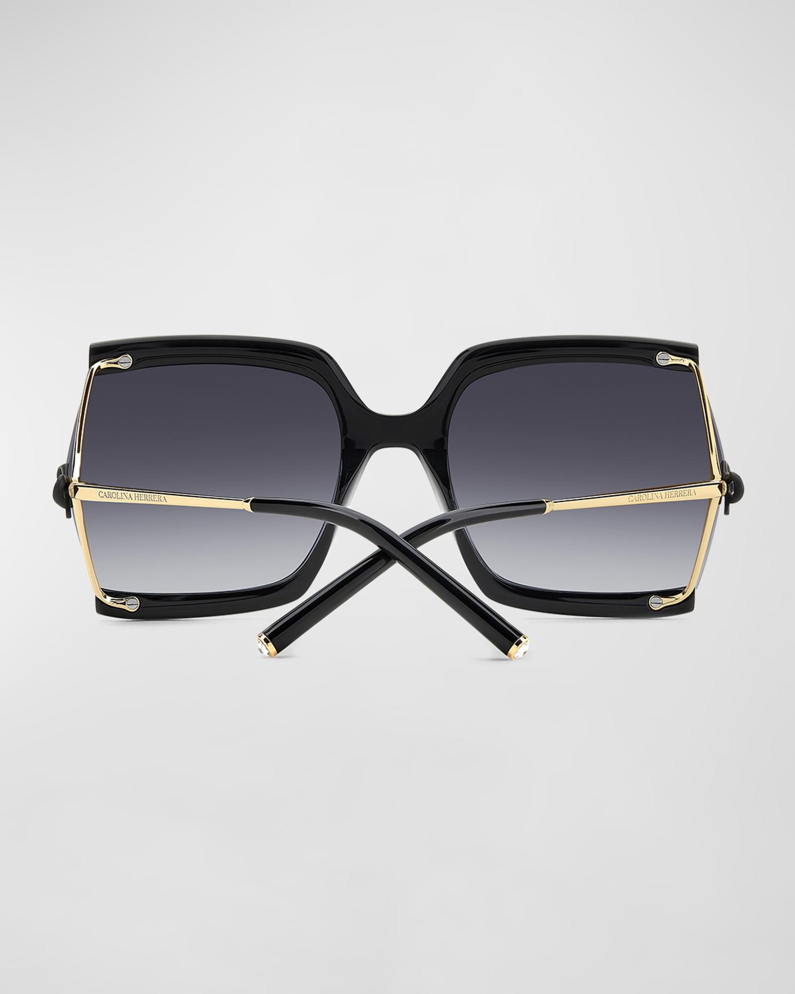 Carolina Herrera Crystal Bow Mixed-Media Square Sunglasses  display picture 2