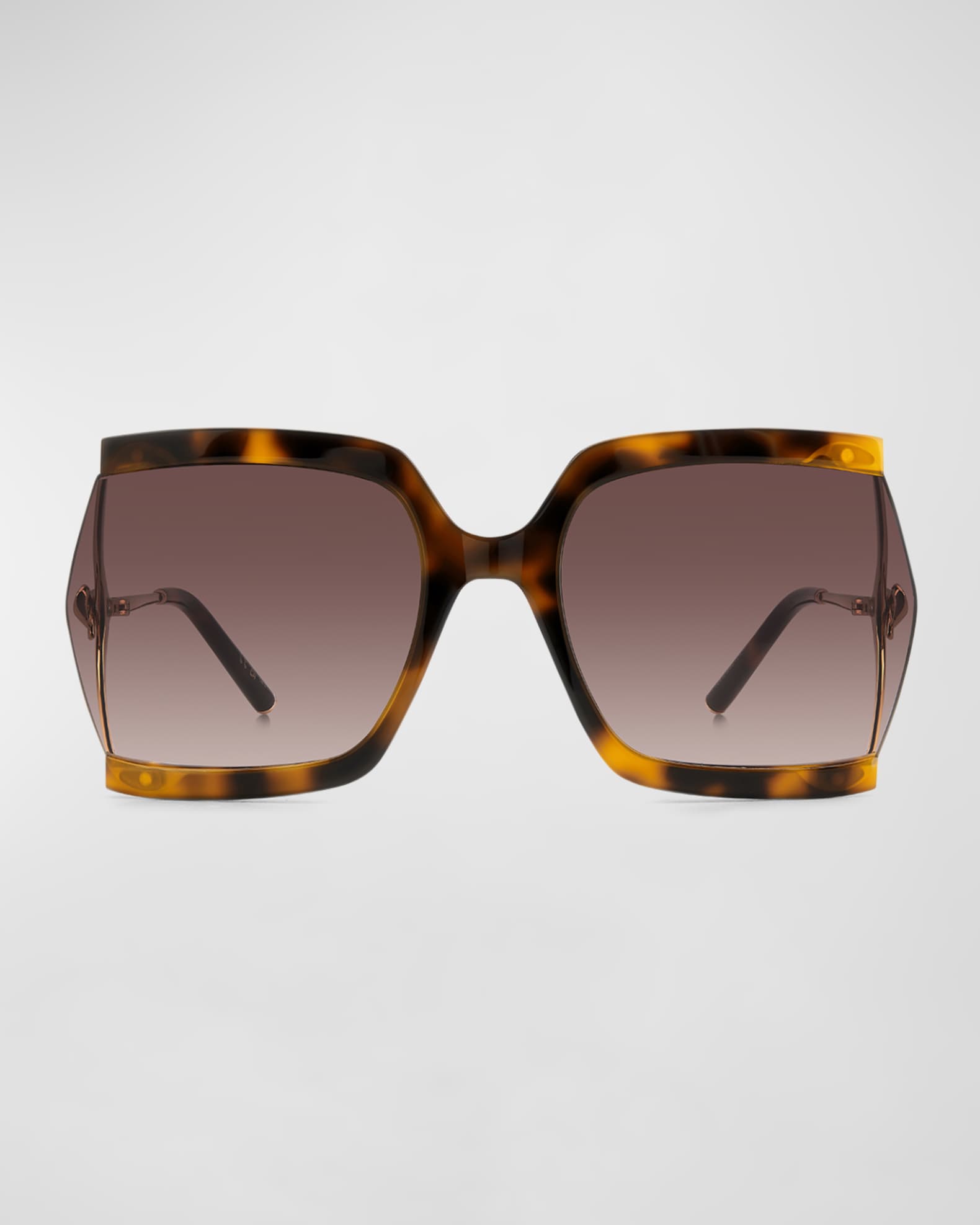 Carolina Herrera Crystal Bow Mixed-Media Square Sunglasses