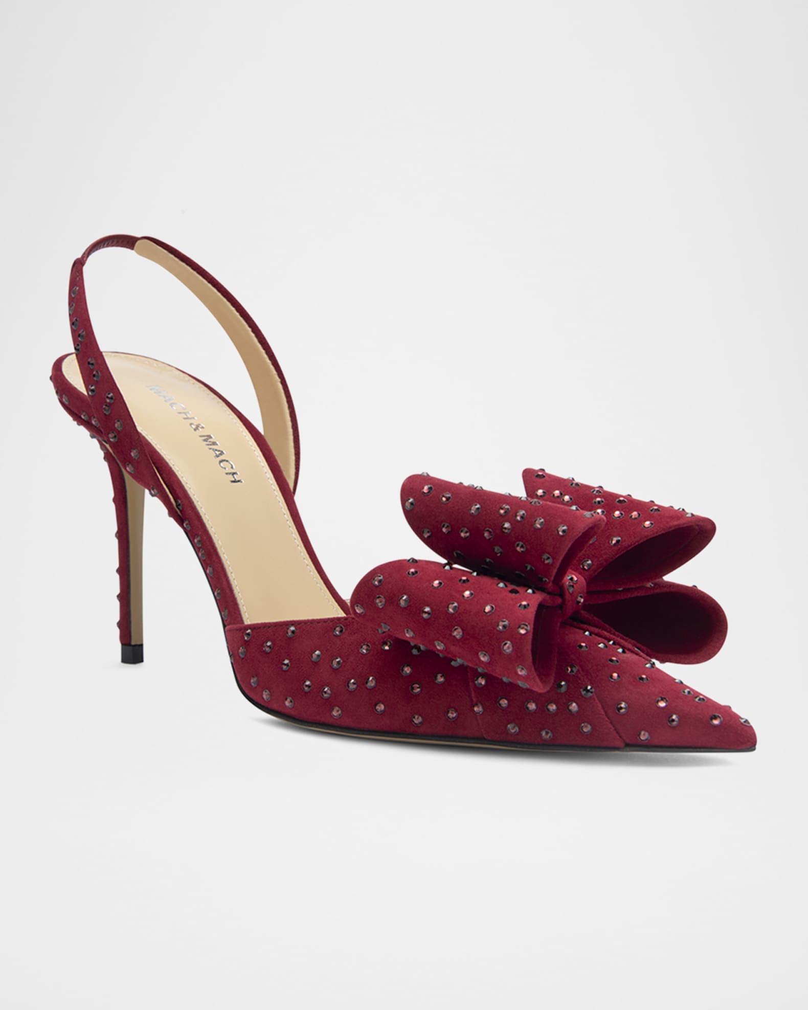 La Cadeau Crystal Suede Bow Slingback Pumps 1