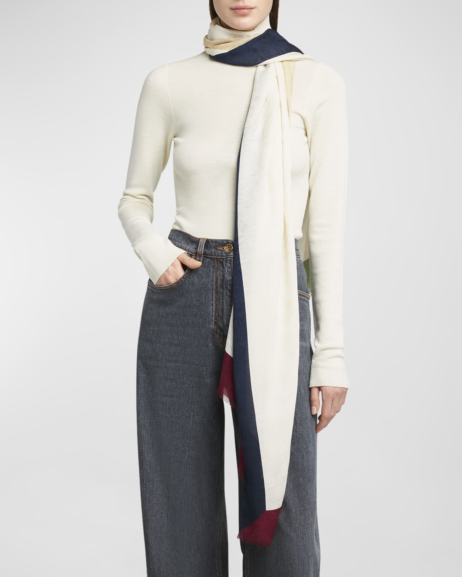 Bohemian Jacquard Modal-Cashmere Scarf 1