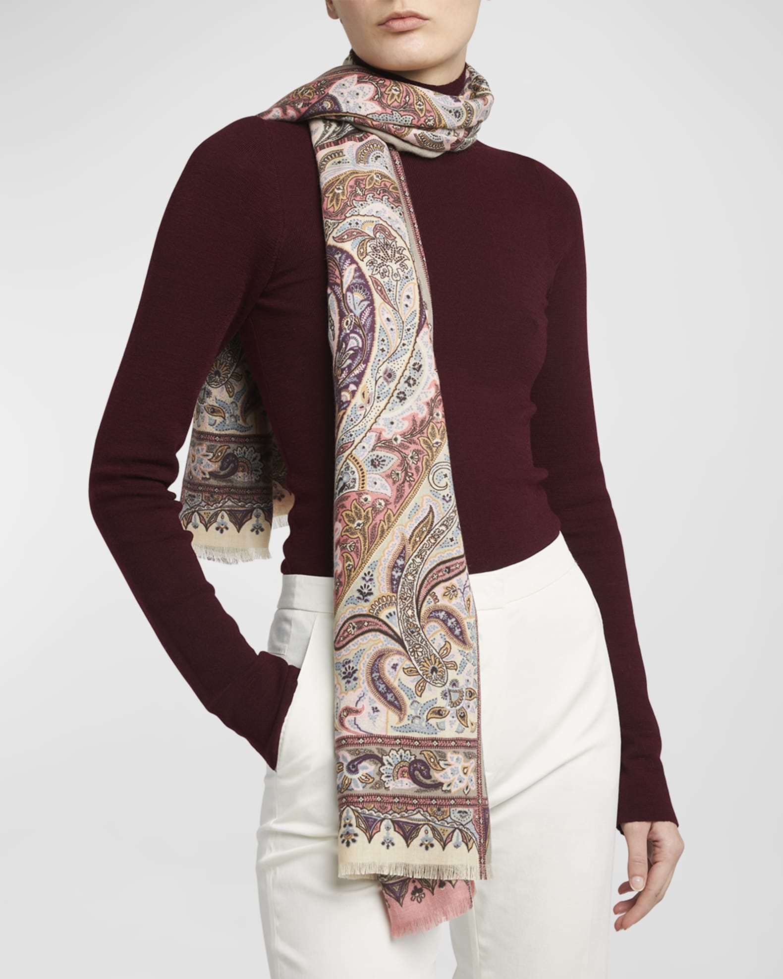 Etro Bohemian Paisley Silk Cashmere Scarf Neiman Marcus