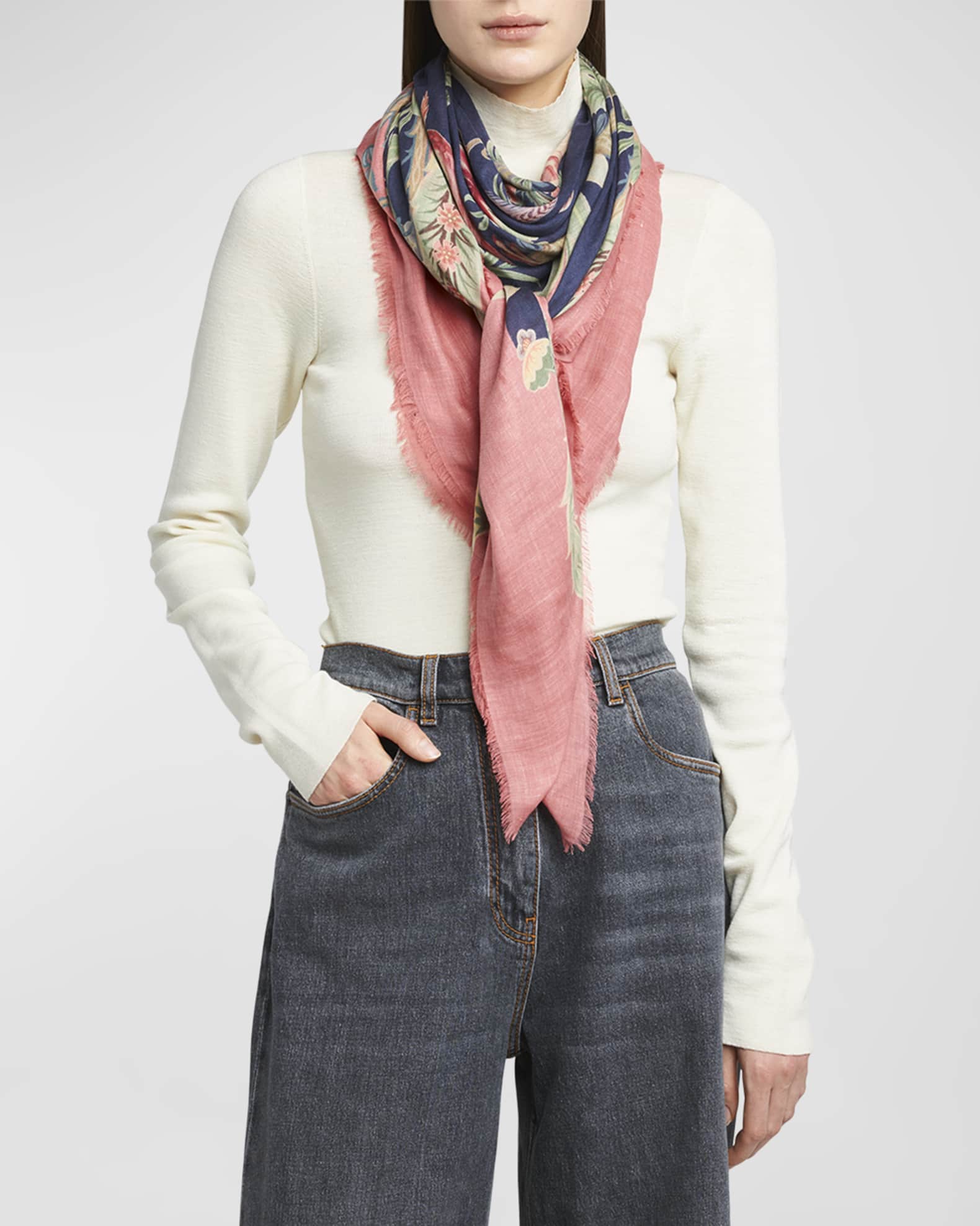Floral Modal & Cashmere Shawl  1