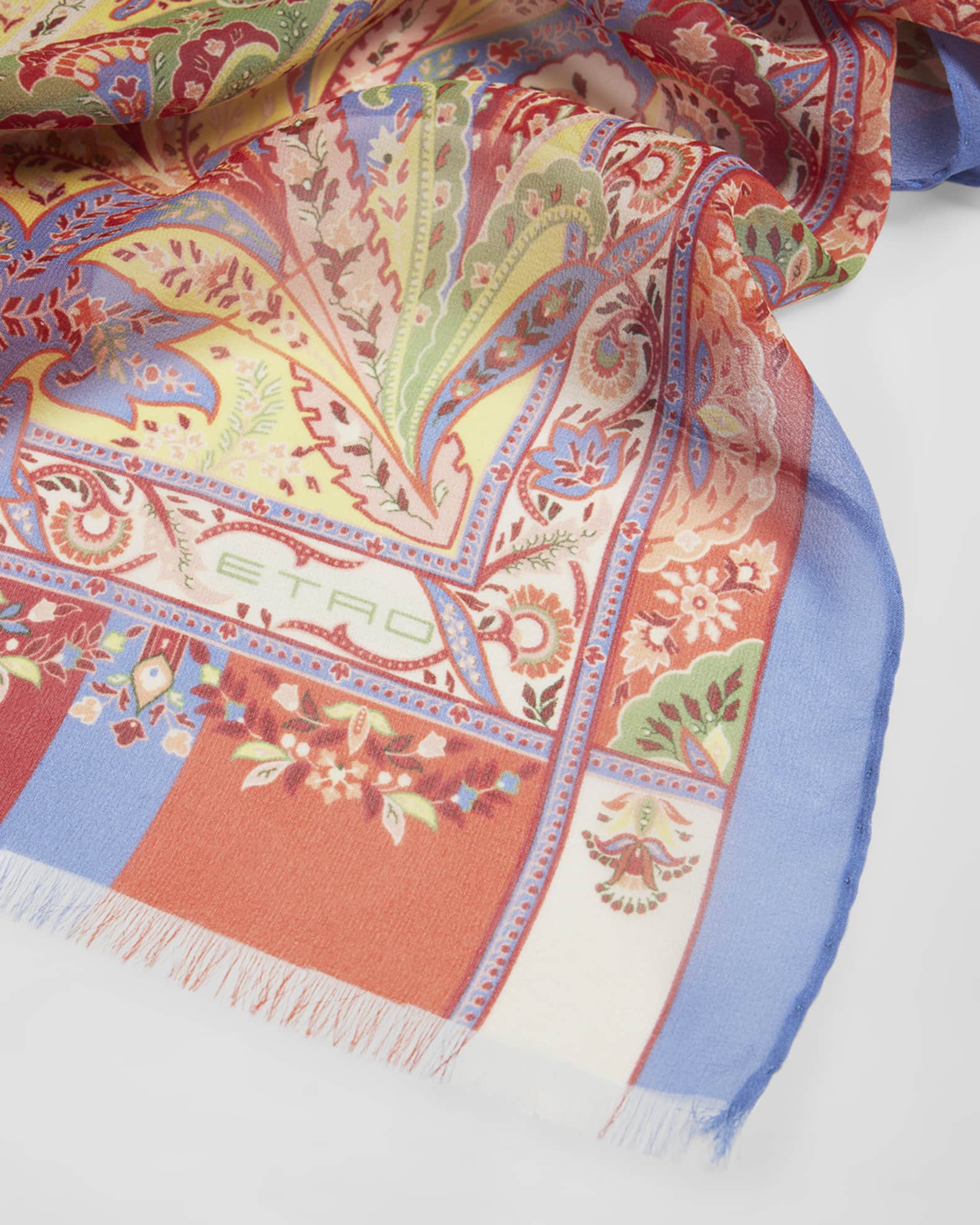 【関税込み】ETRO Floral silk scarf Etro Sheer Floral Print Silk Scarf | Neiman Marcus