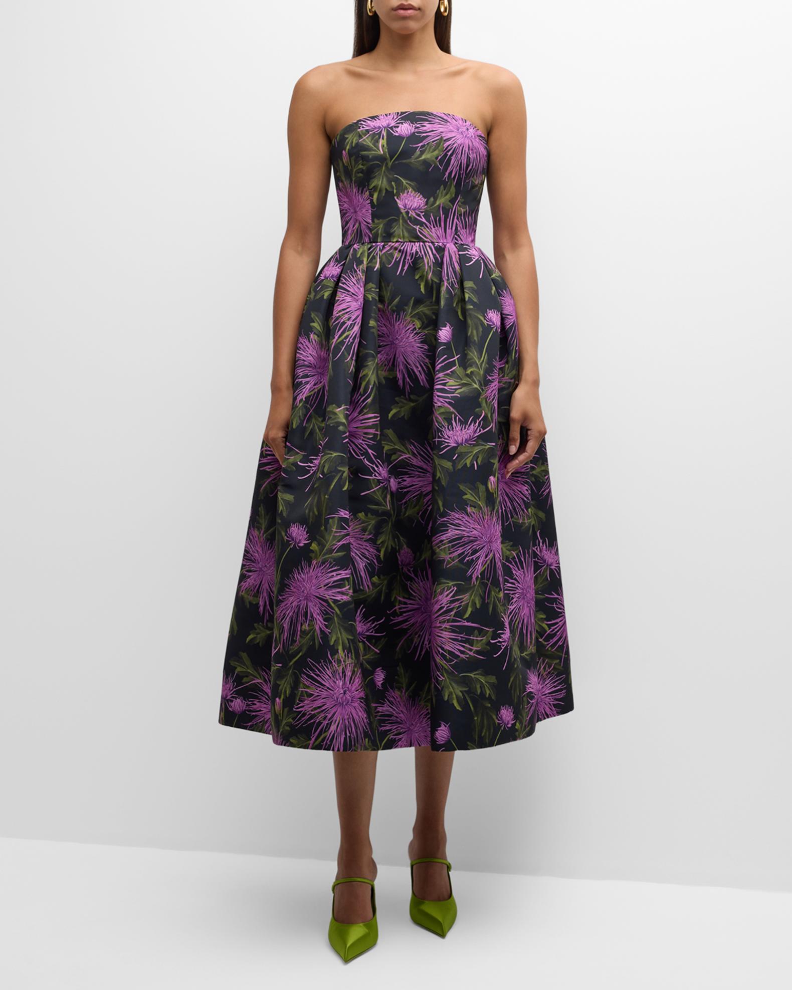 Robe Oscar De La Renta En Soie Faille - Bleu, Taille 8, Style 'Fit And Flare' - Neuve Avec Étiquettes