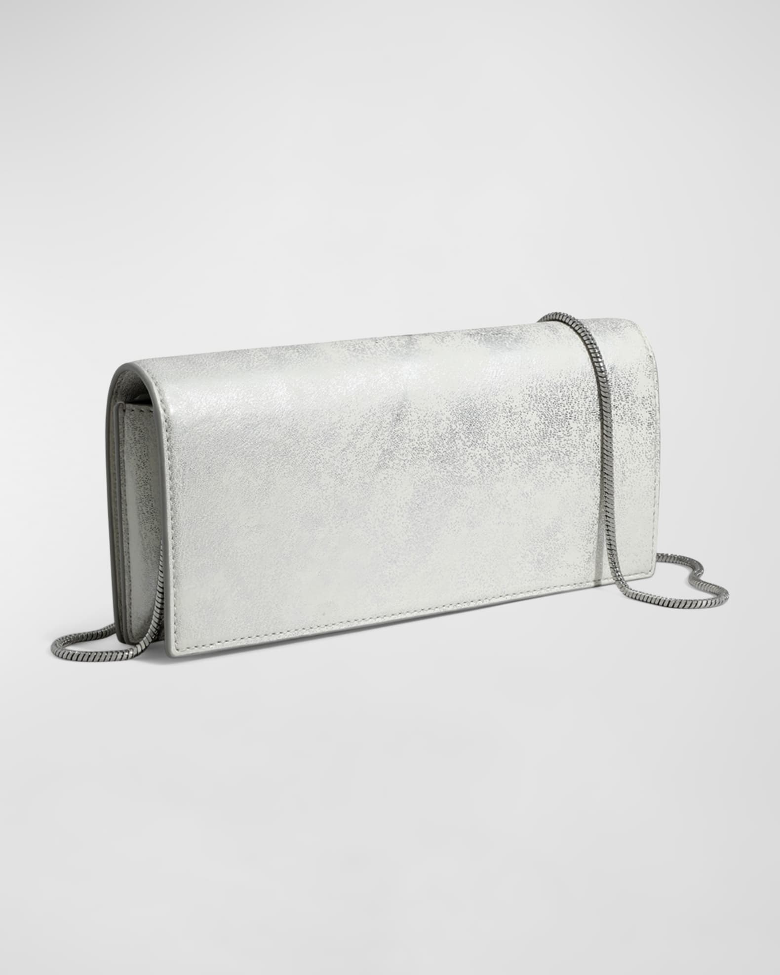 Silver leather clutch bags hot sale