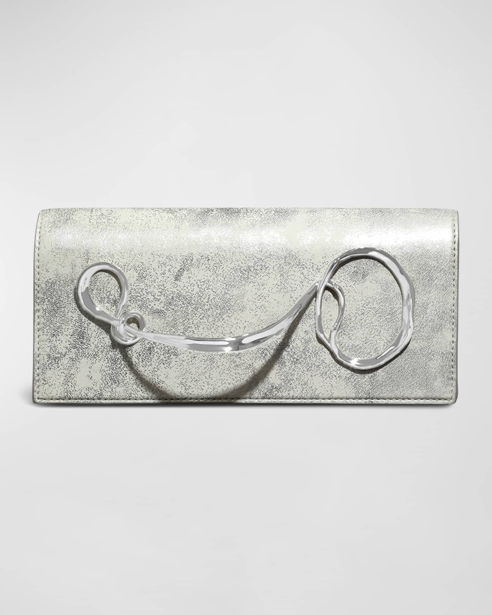 Twisted Metallic Leather Clutch Bag 0