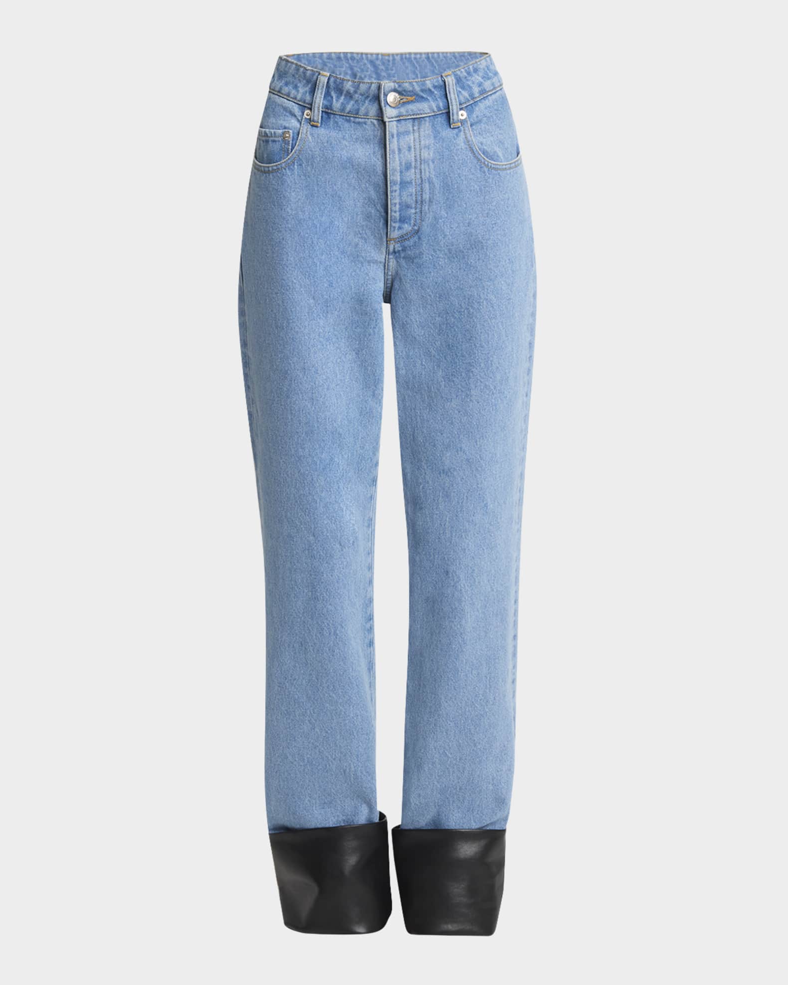 Nanushka Raynee Jeans with Alt-Leather Cuffs | Neiman Marcus
