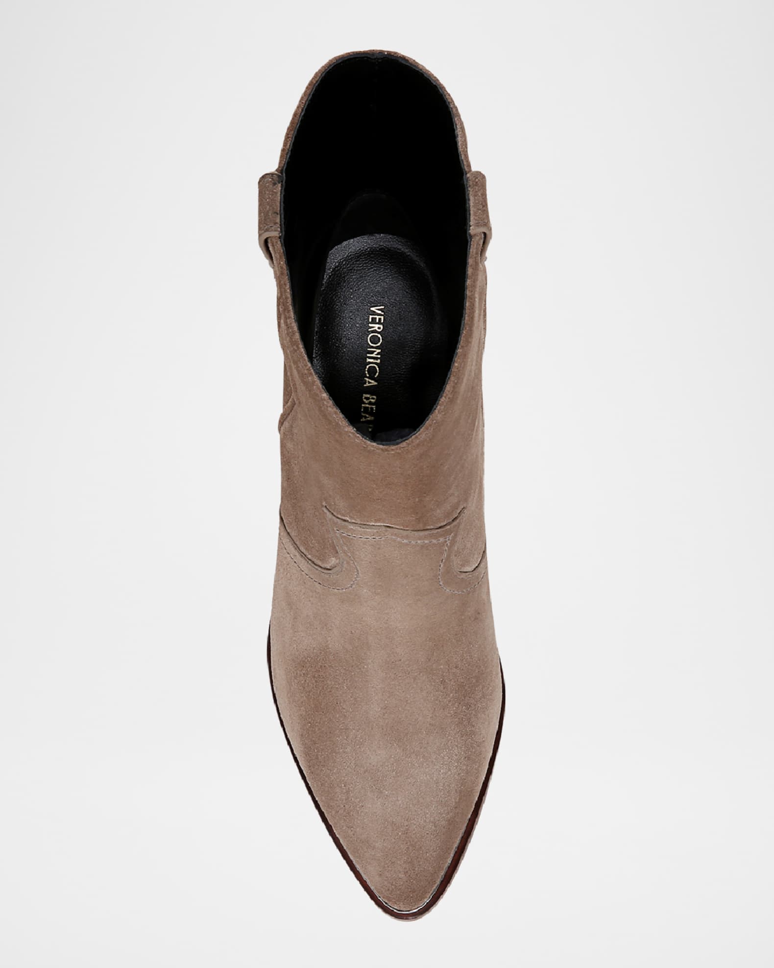 Veronica Beard Navy Suede & Black Leather Pointed Toe Fold-Over Ankle-High Heel Boots