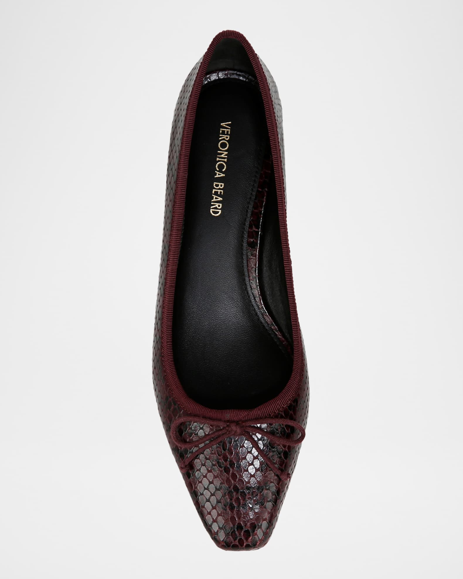 Veronica Beard Cecile SnakeEmbossed Leather Ballerina Flats Neiman