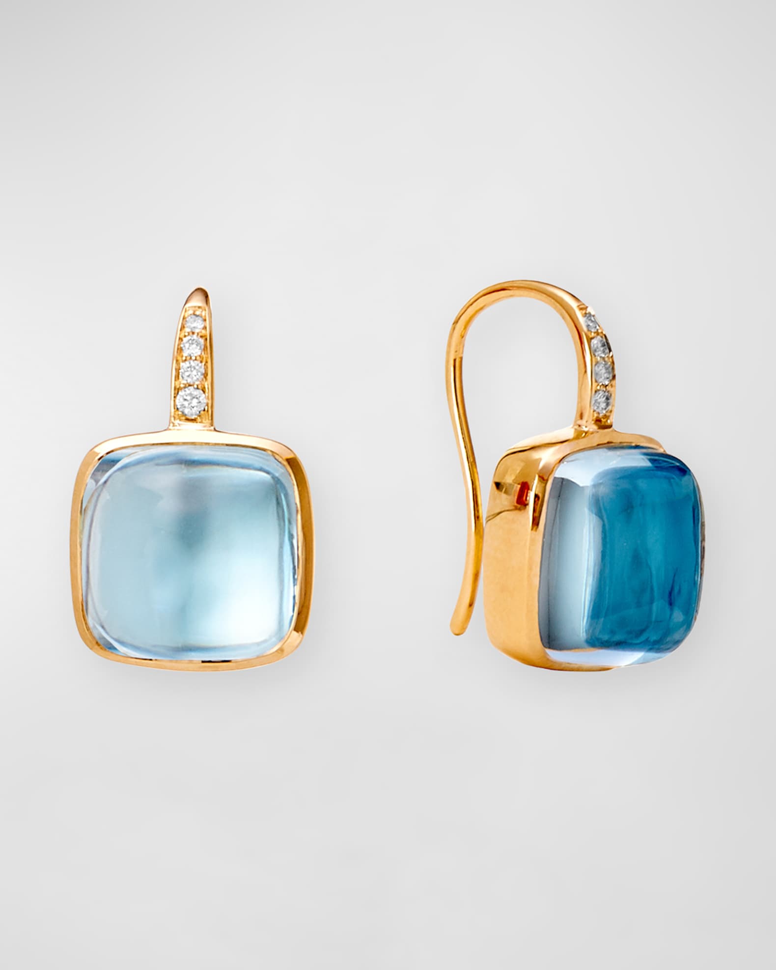 18K Yellow Gold Sugarloaf Candy Earrings with Diamonds 0