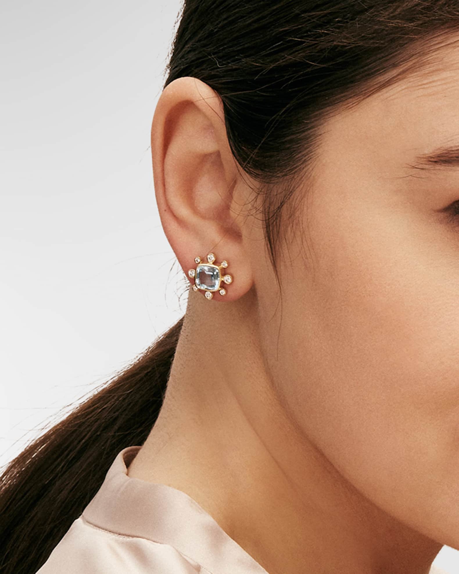 18K Yellow Gold Cosimc Earrings with stone and Diamonds 1