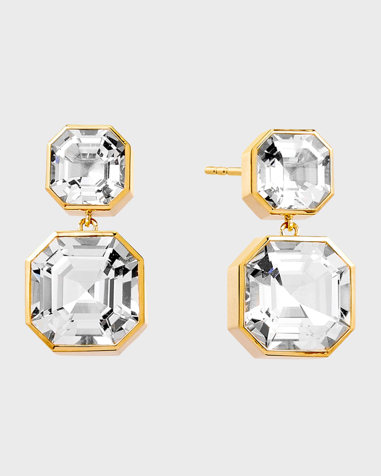 18K Yellow Gold Geometrix Rock Crystal Earrings 0