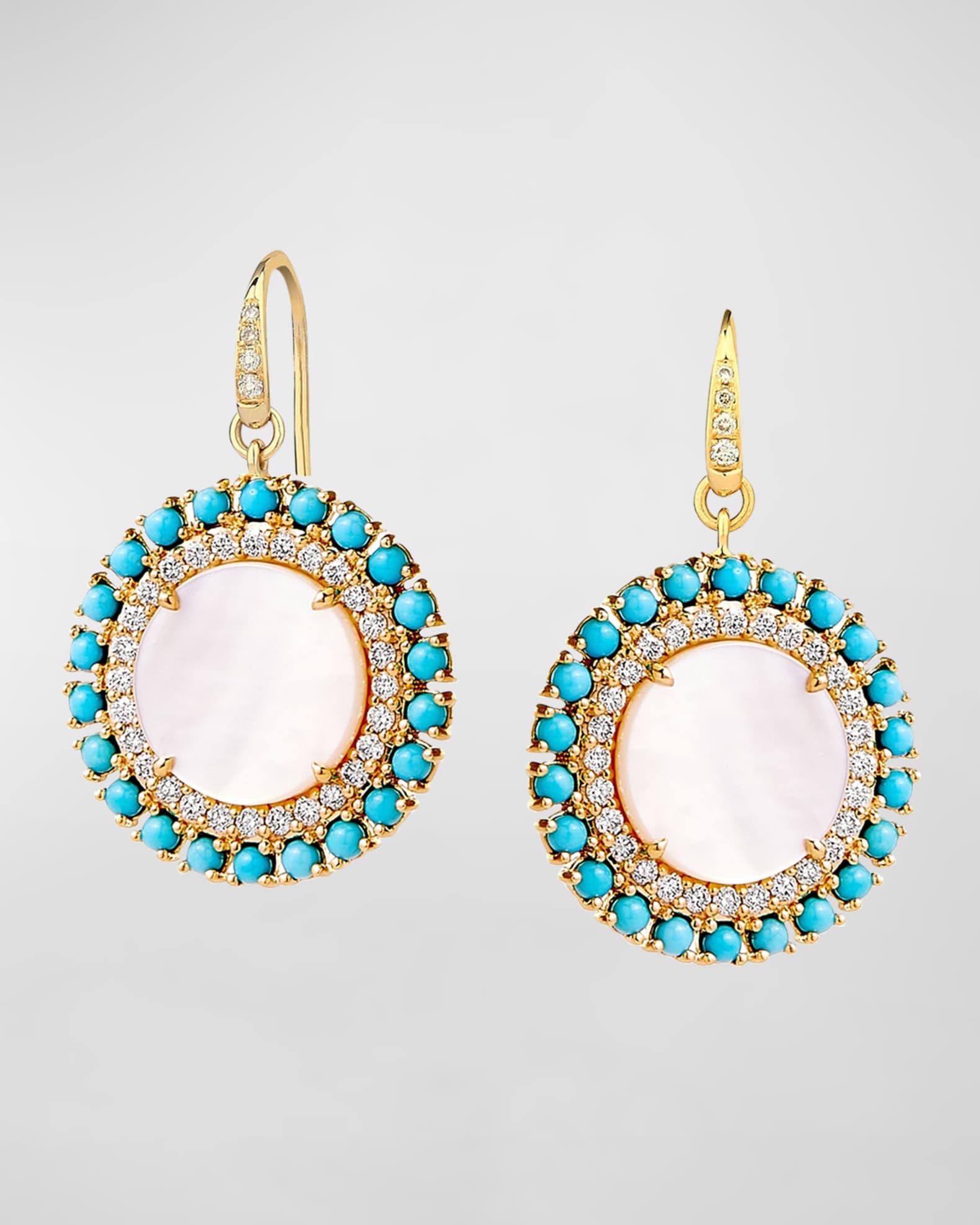 Syna Mother Of Pearl Diamond Turquoise Drop Earrings Neiman Marcus