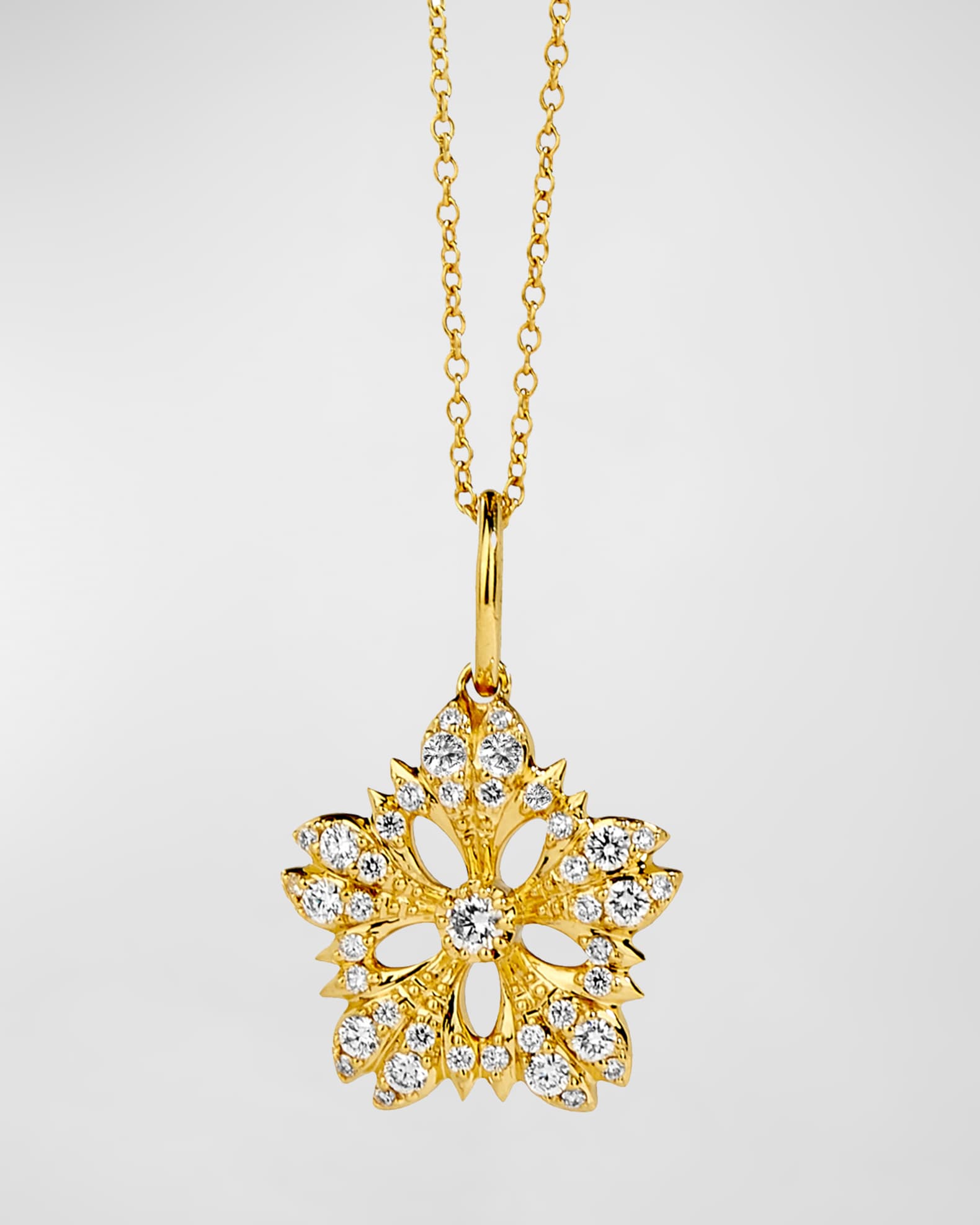 ネックレス・ペンダント ROMANTINUER SN185 Gemstone SClip Necklace Syna 18K Yellow Gold Diamond Flower Pendant Necklace