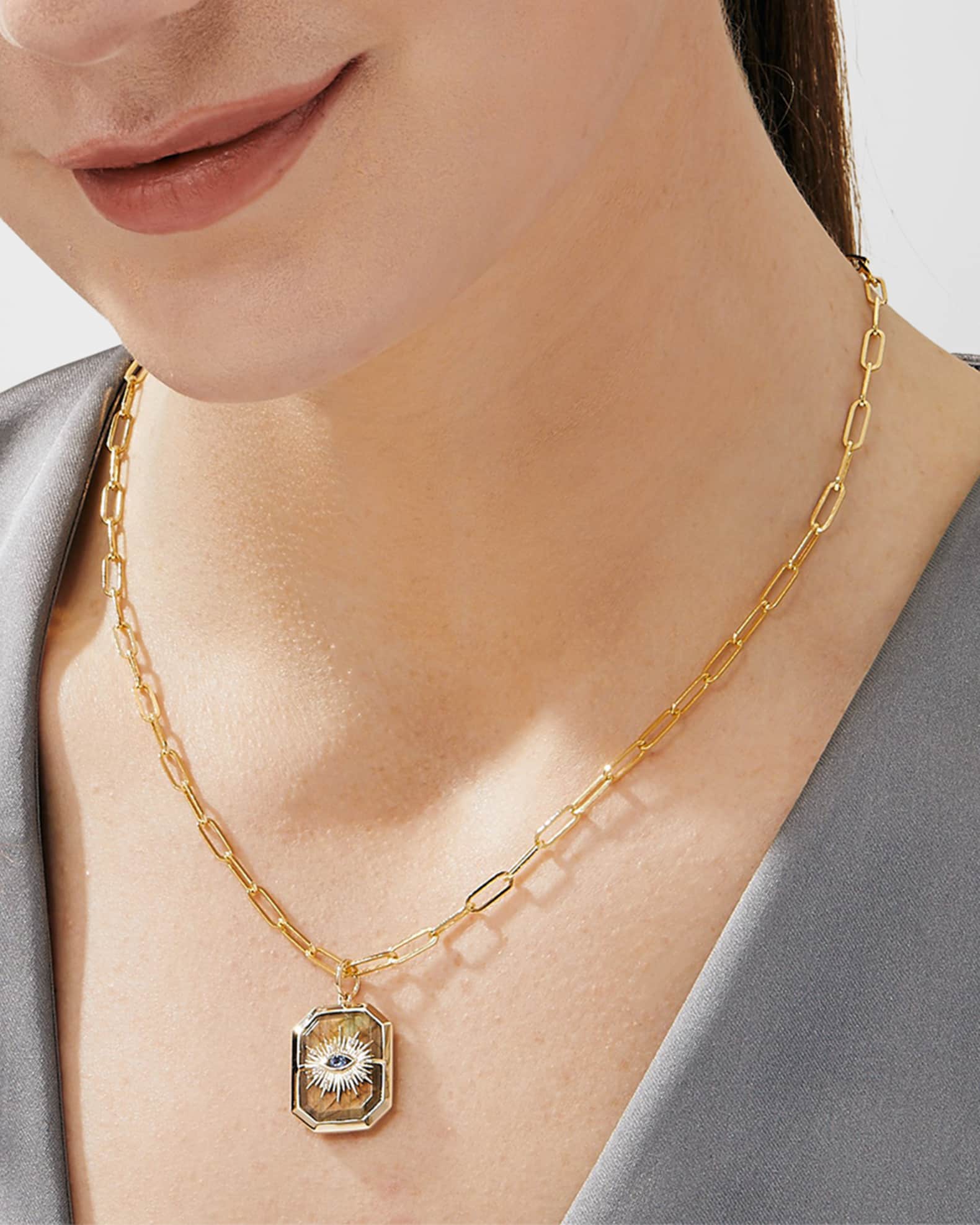 Syna 18K Yellow Gold Chakra Evil Eye Pendant Necklace with Labradorite