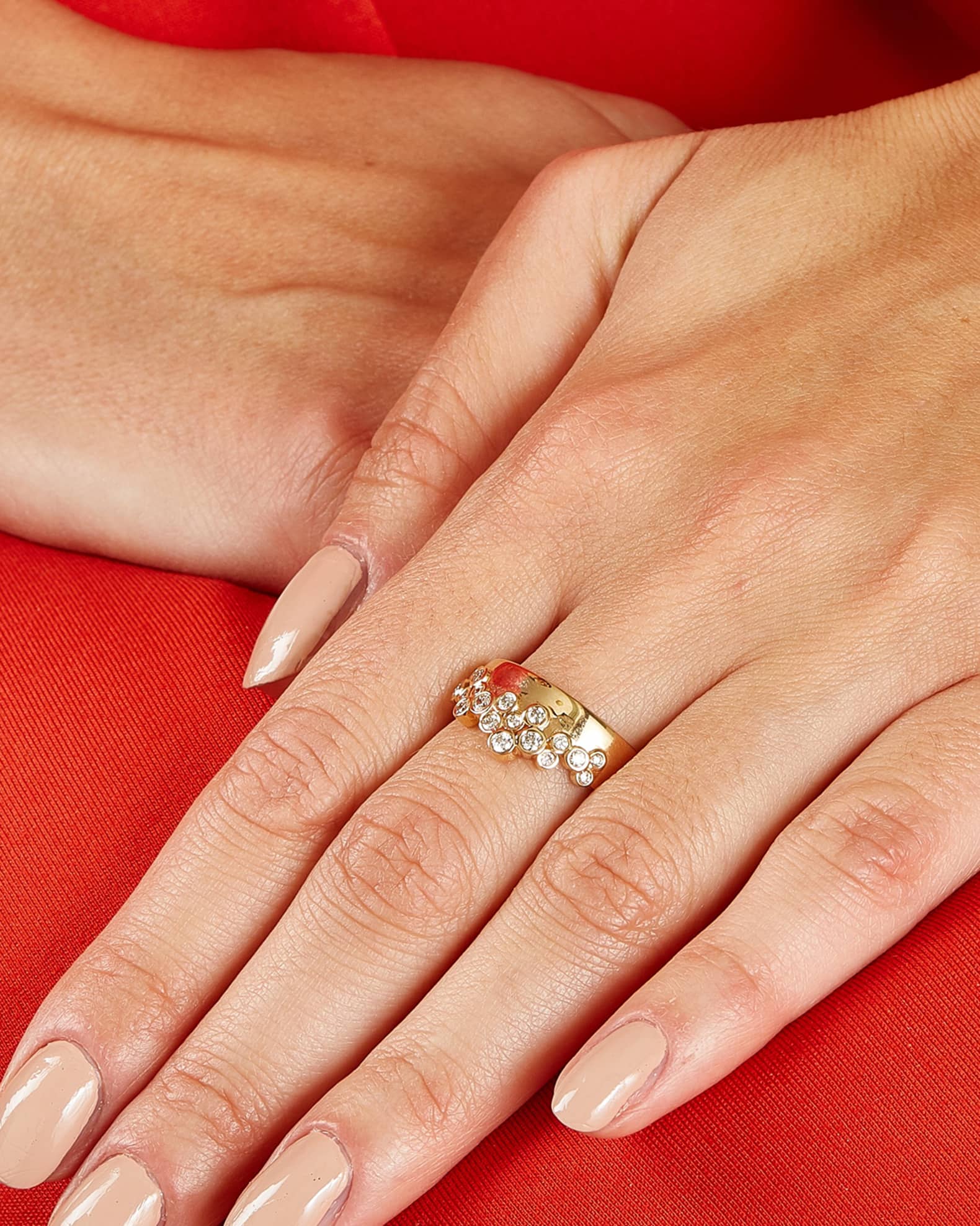 18K Yellow Gold Cosmic Band with Diamonds, Size 6.5 1