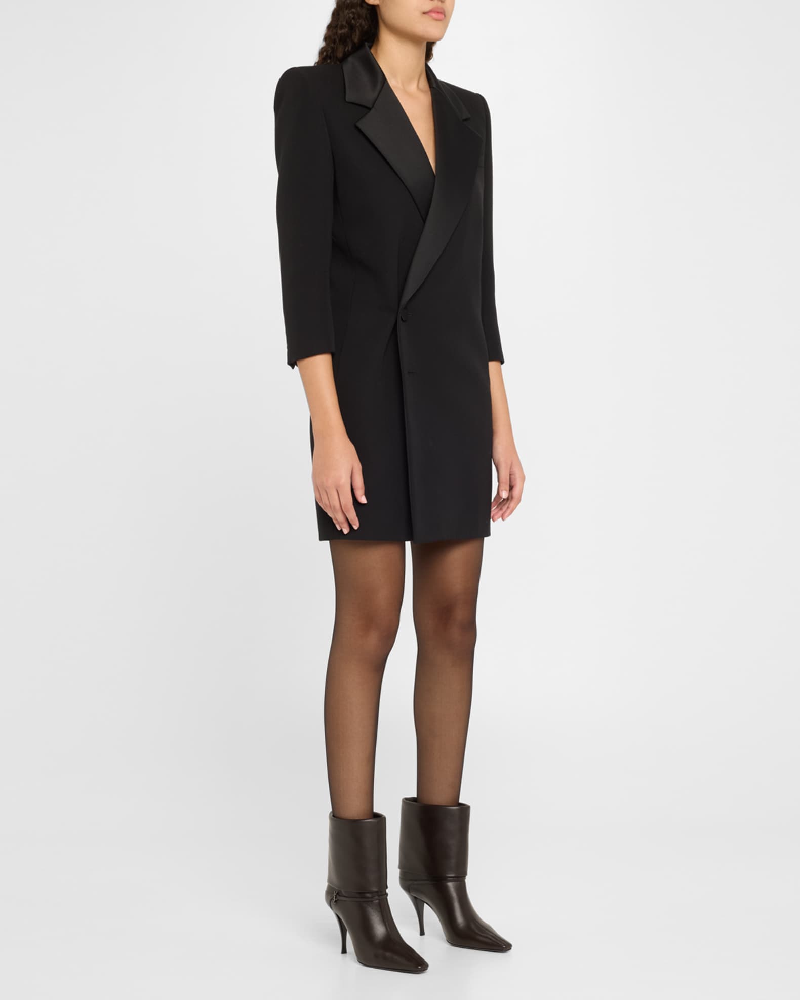 Saint Laurent Niki Leather YSL Buckle Ankle Booties Neiman Marcus