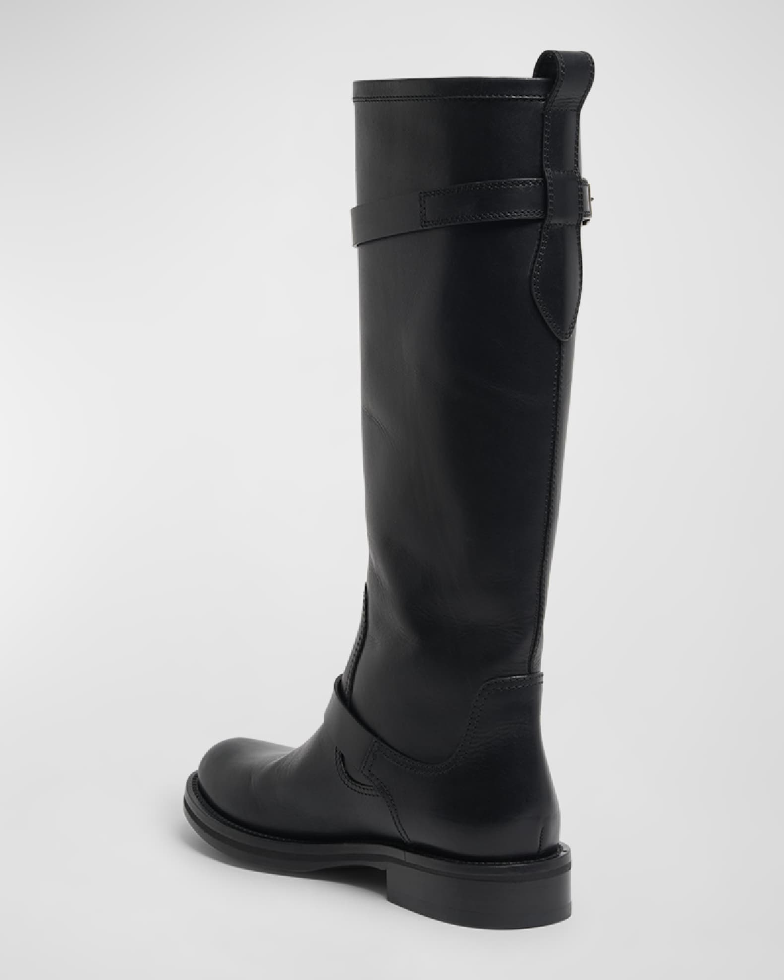 Saint Laurent Biork Leather Buckle Biker Boots | Neiman Marcus