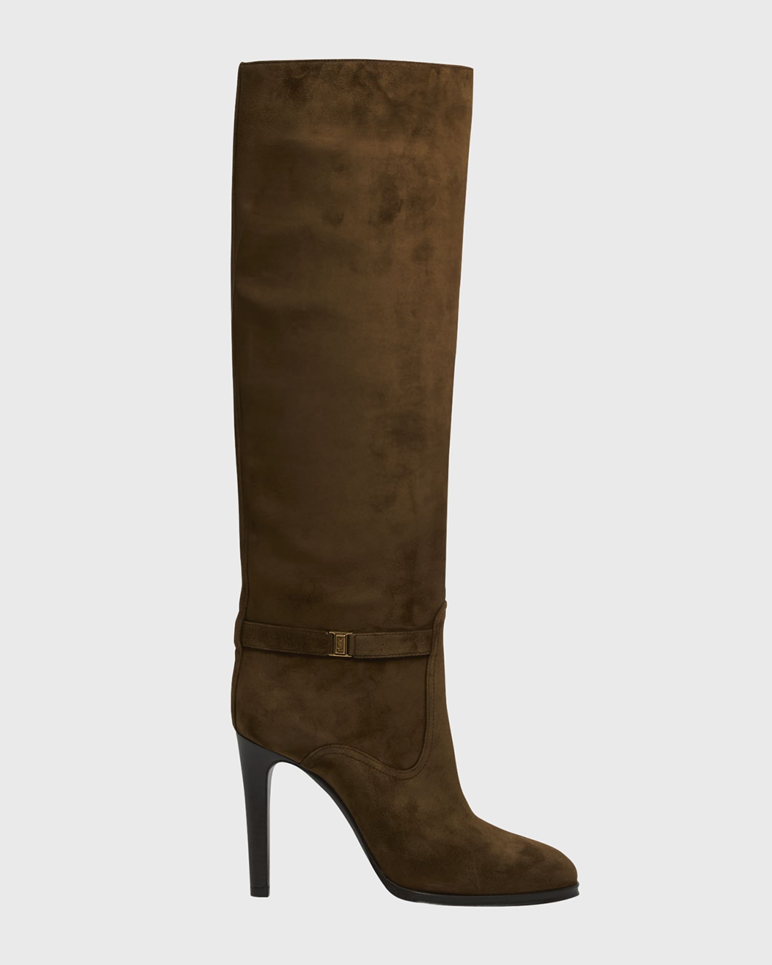 Saint Laurent Diane Suede YSL Buckle Knee Boots Neiman Marcus