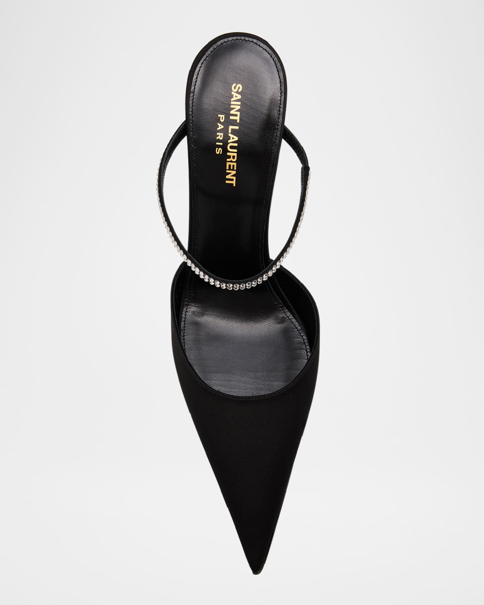 Saint Laurent Barbara Crystal-Embellished Satin Mule Pumps