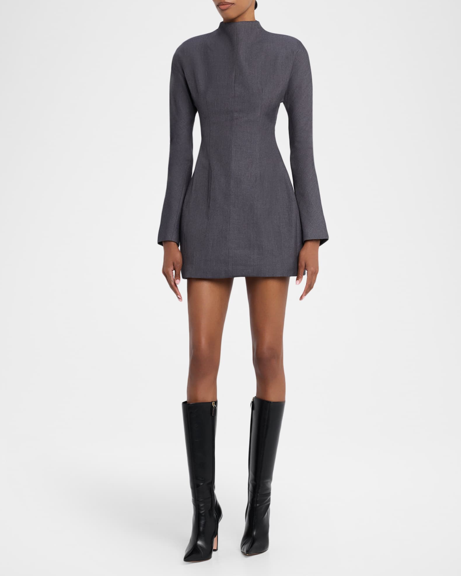 AEXAE Contoured Turtleneck Mini Dress | Neiman Marcus