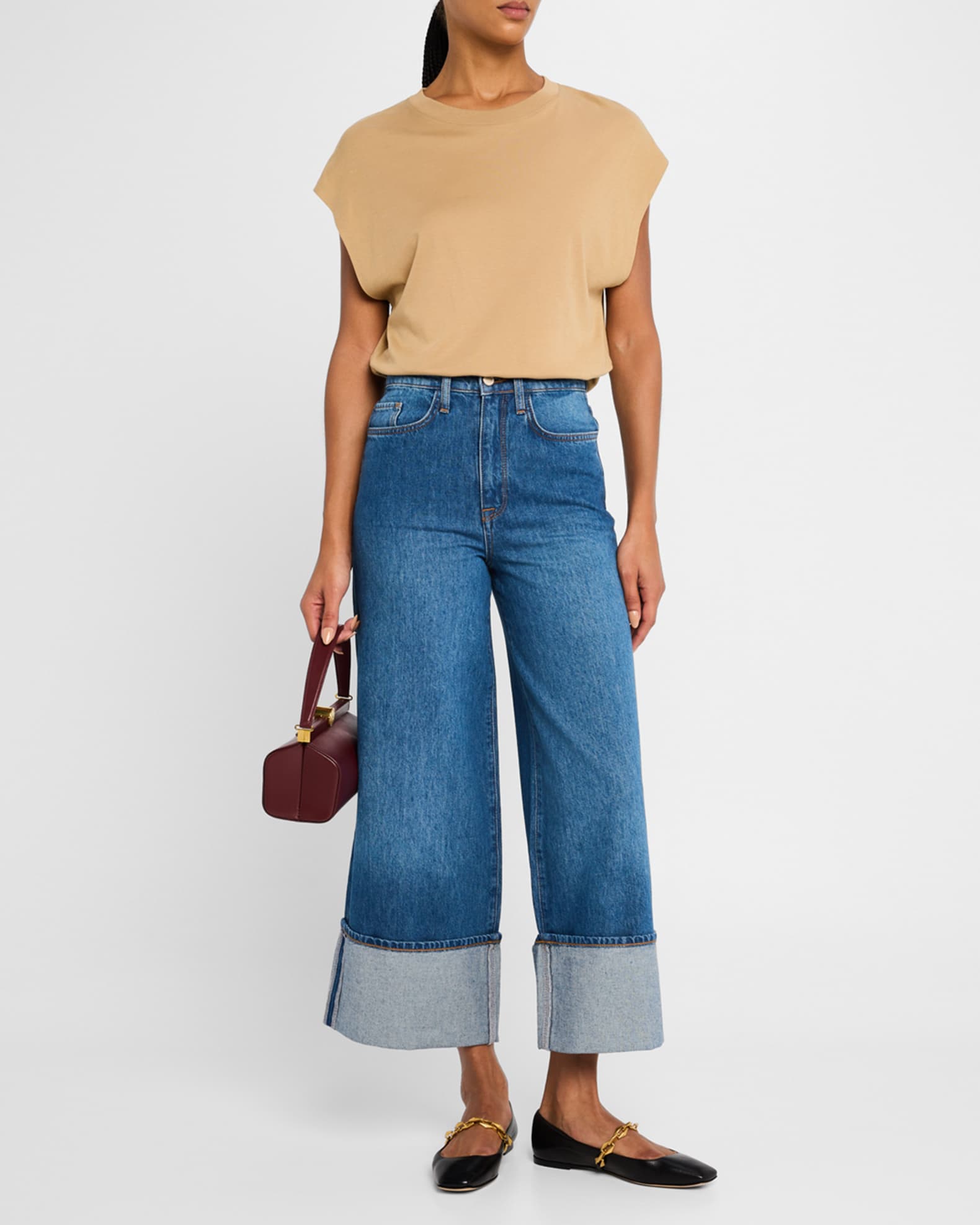 Rose High-Rise Cropped Wide-Leg Jeans 1